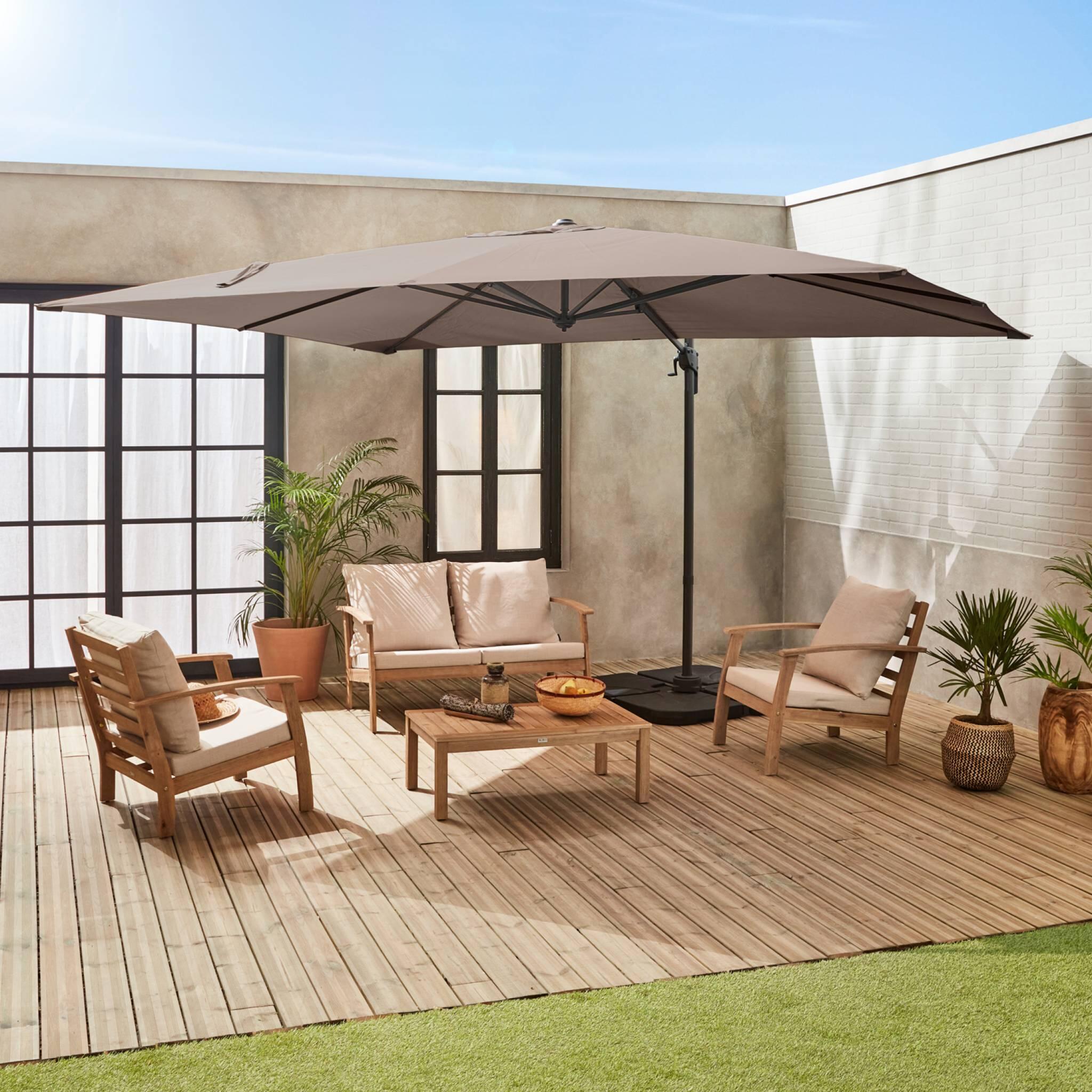 3x4m ombrellone rettangolare decentrato, Beige 2/6