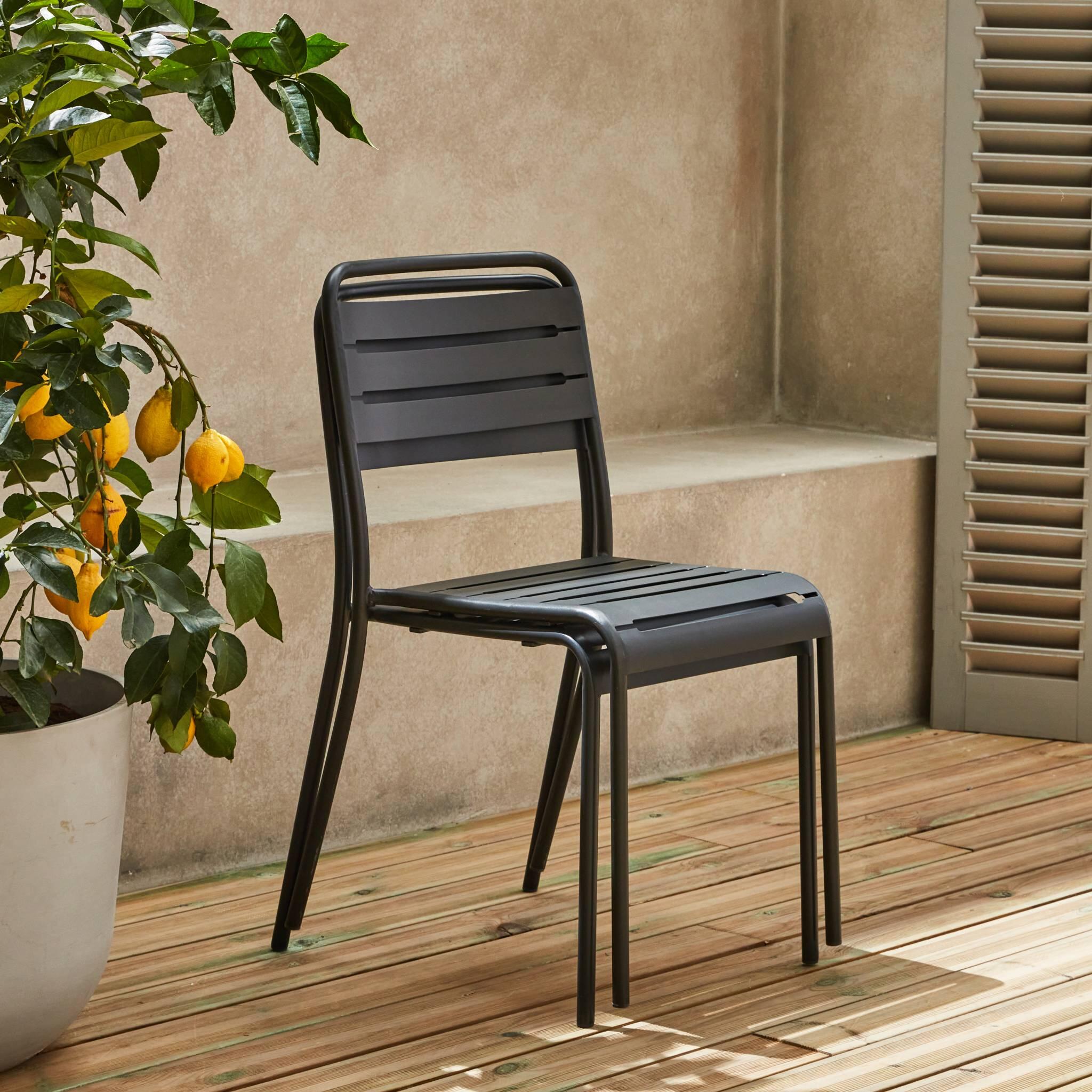 Cadeira de jardim em aço, set de 2, Antracite 4/6