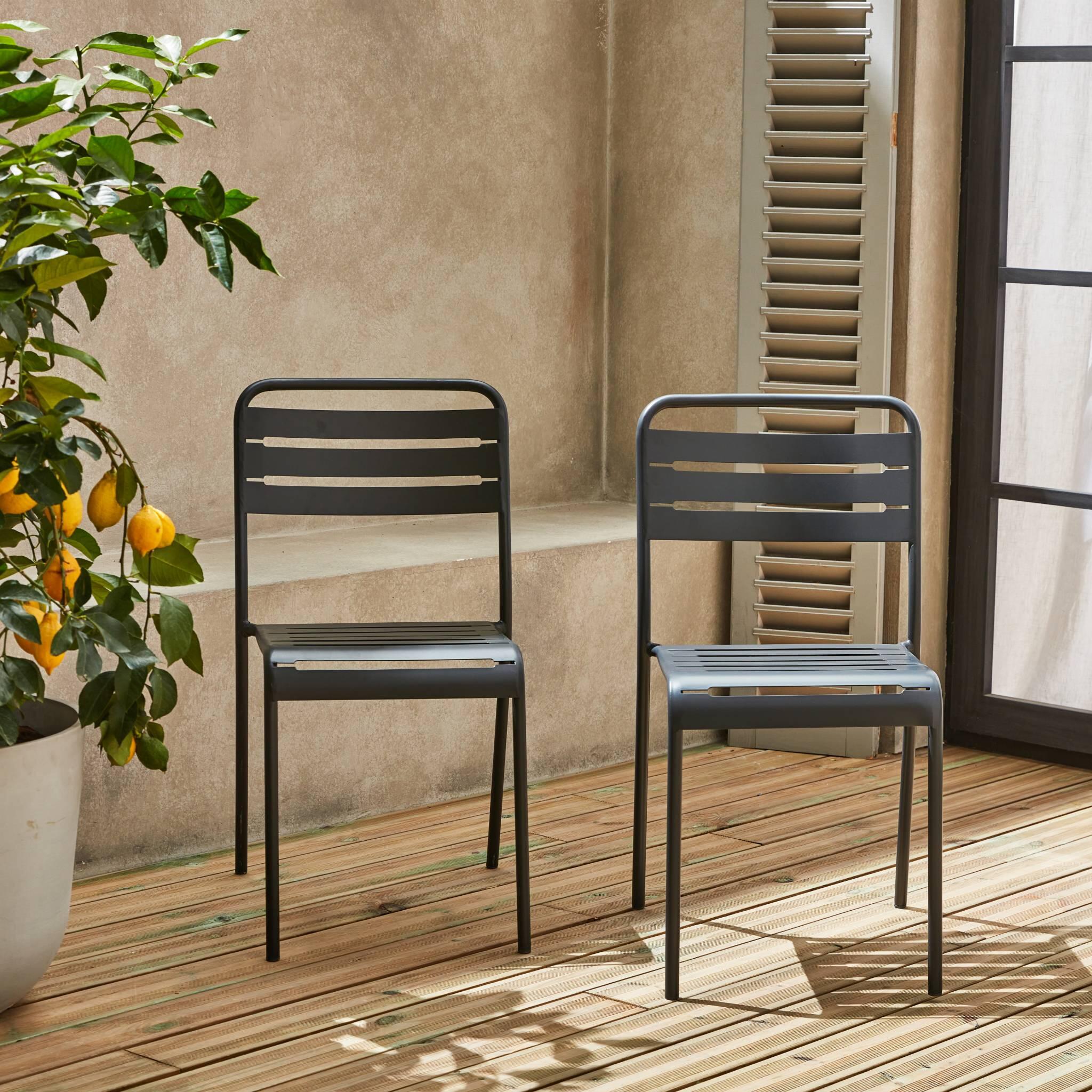Cadeira de jardim em aço, set de 2, Antracite 3/6
