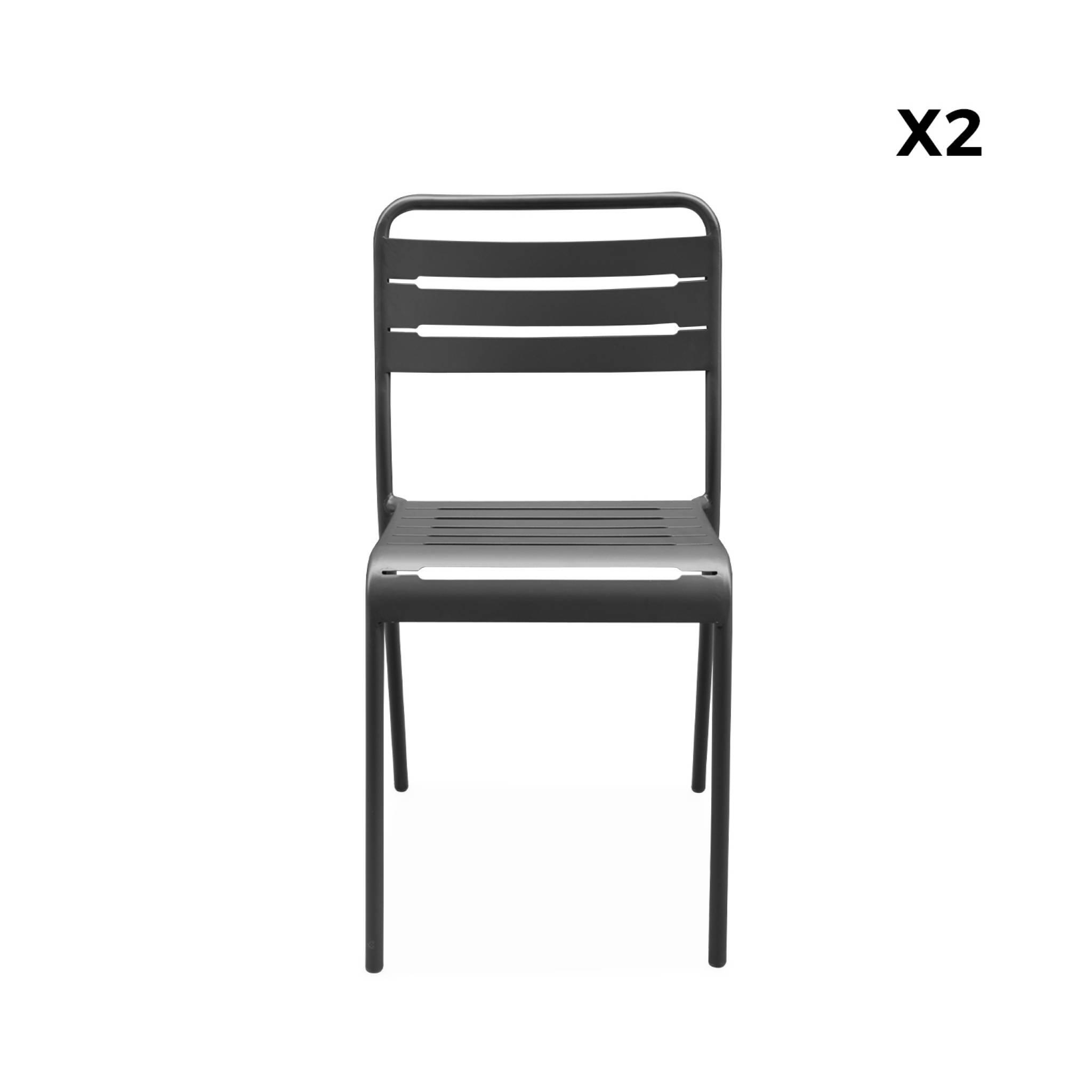 Cadeira de jardim em aço, set de 2, Antracite 5/6