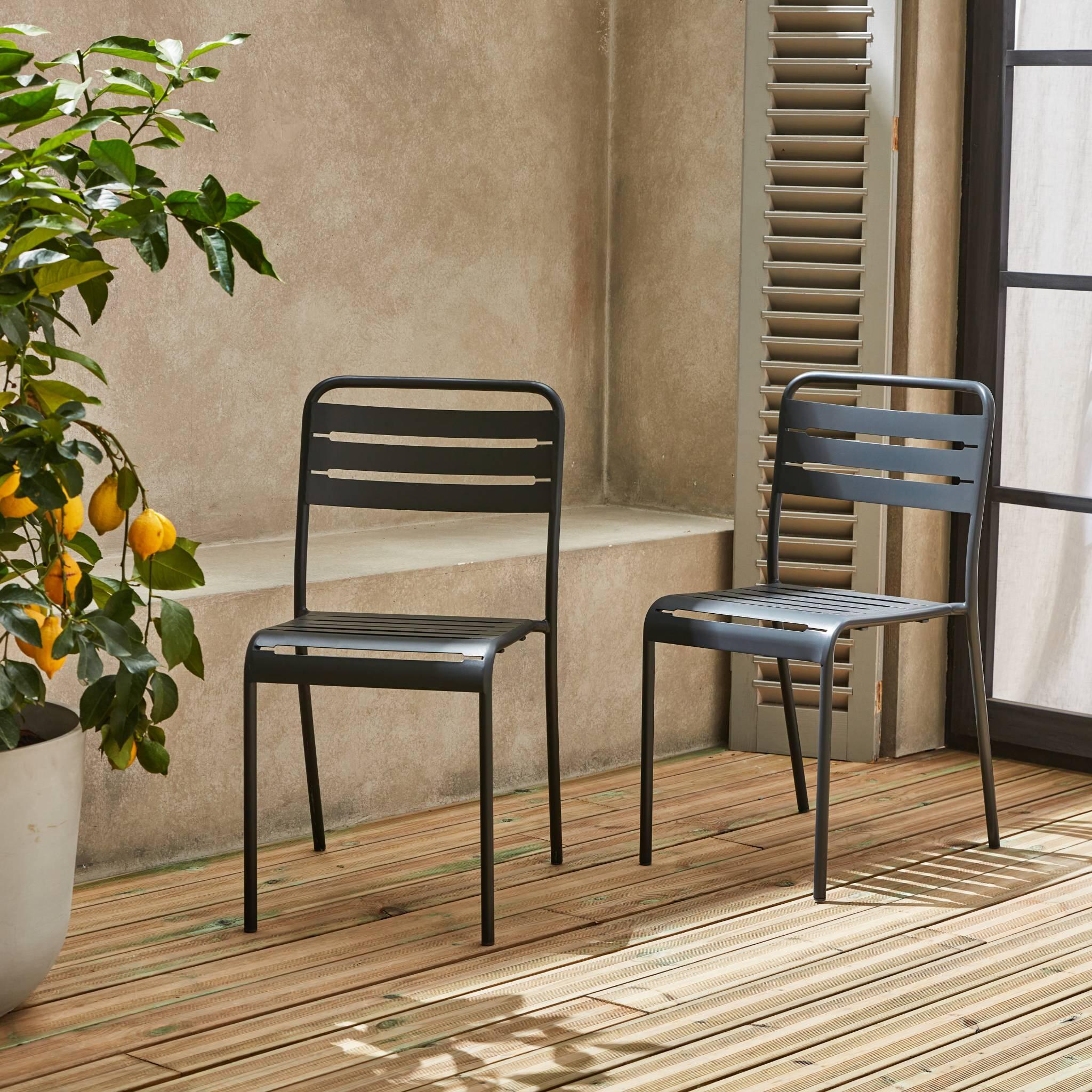Cadeira de jardim em aço, set de 2, Antracite 2/6