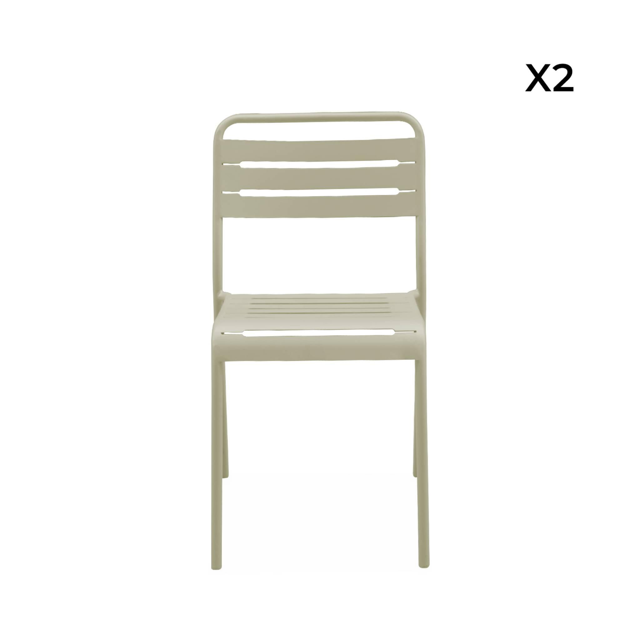 Silla de jardín bistró de acero, set de 2, Beige 4/6