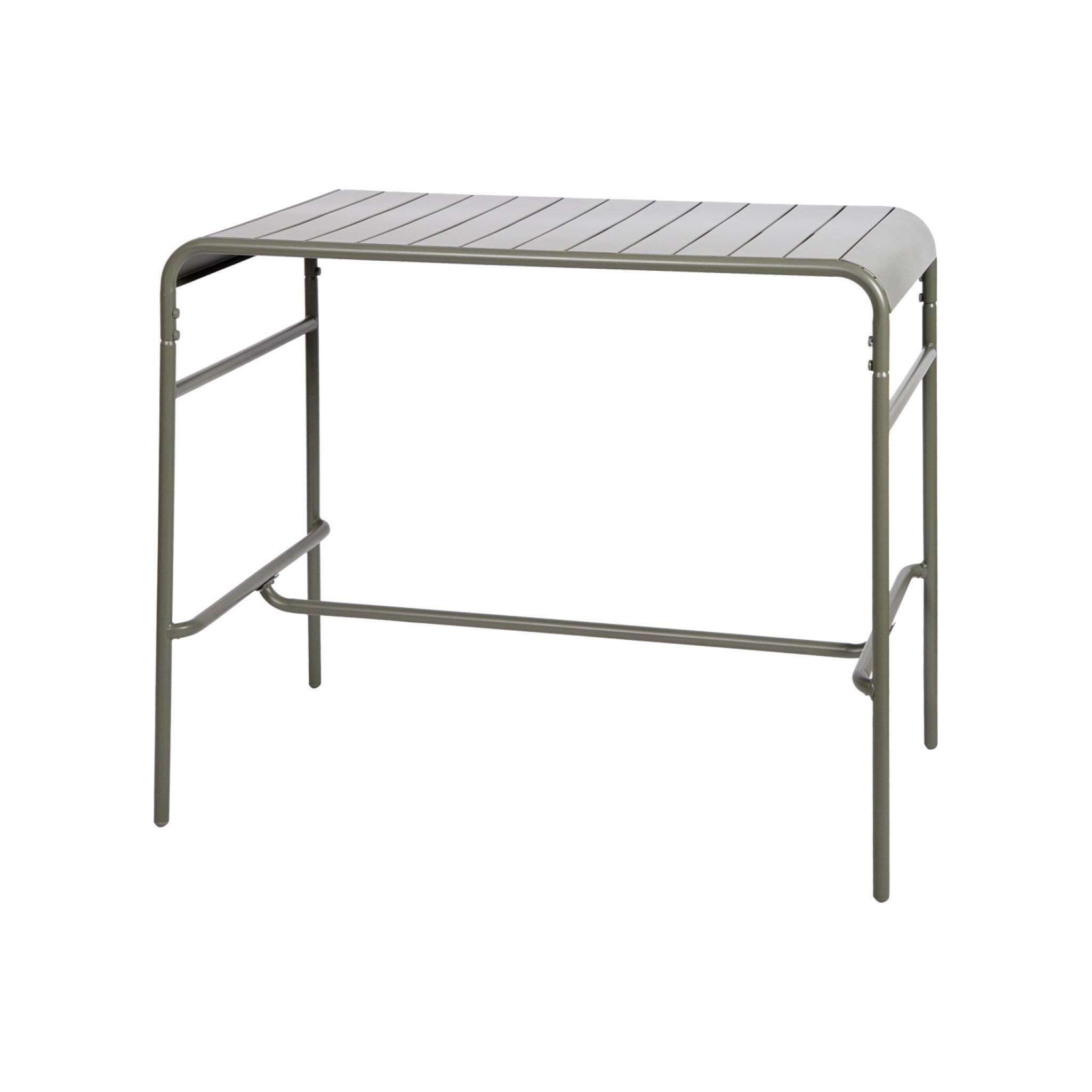 Mesa alta de jardim, 4 cadeiras altas de aço, Verde caqui 4/6