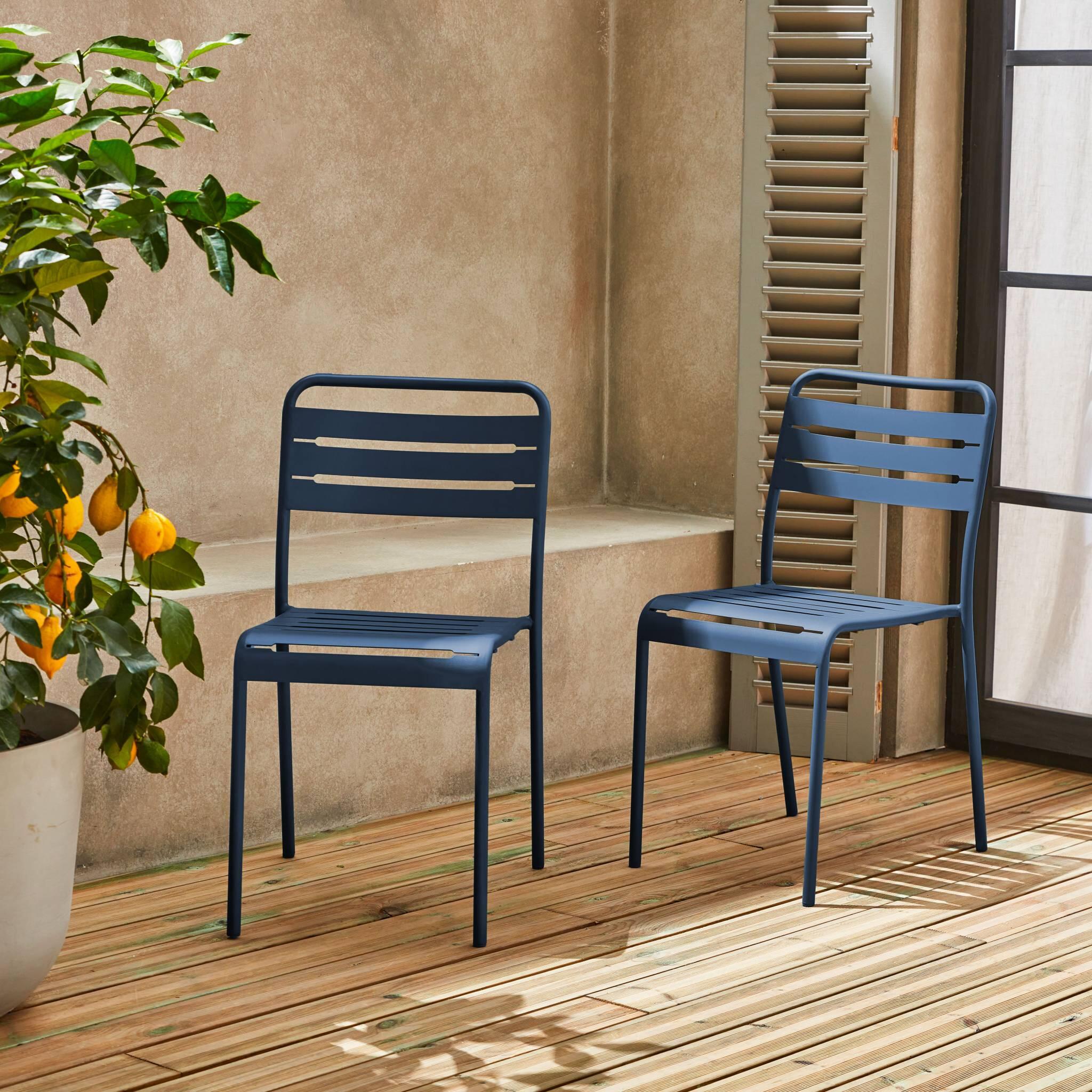 Cadeira de jardim em aço, set de 2, Bleu marine 3/6
