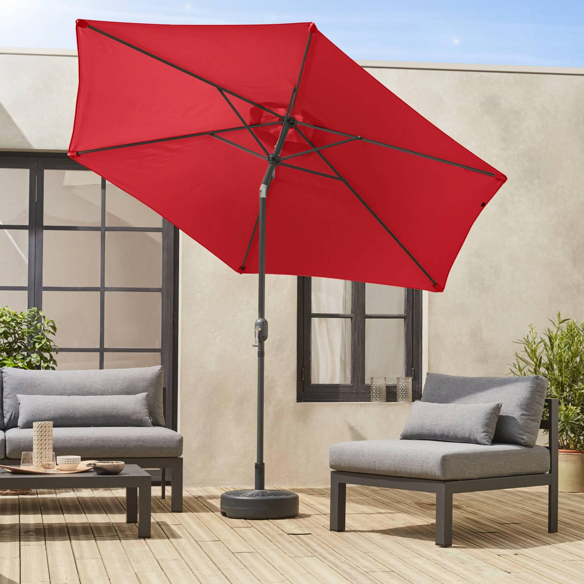 Parasol redondo, 3x3m, Rojo 3/6