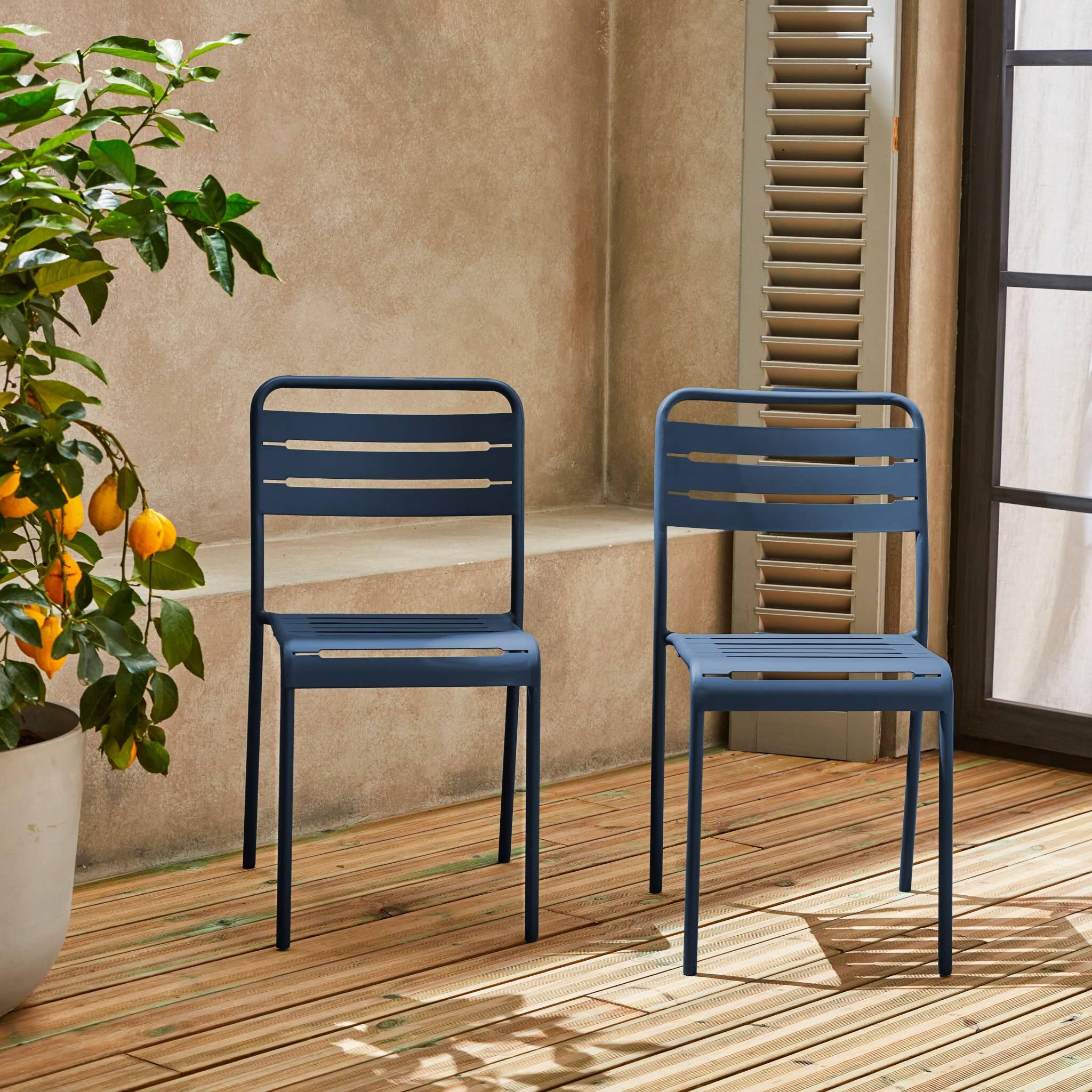 Cadeira de jardim em aço, set de 2, Bleu marine 2/6