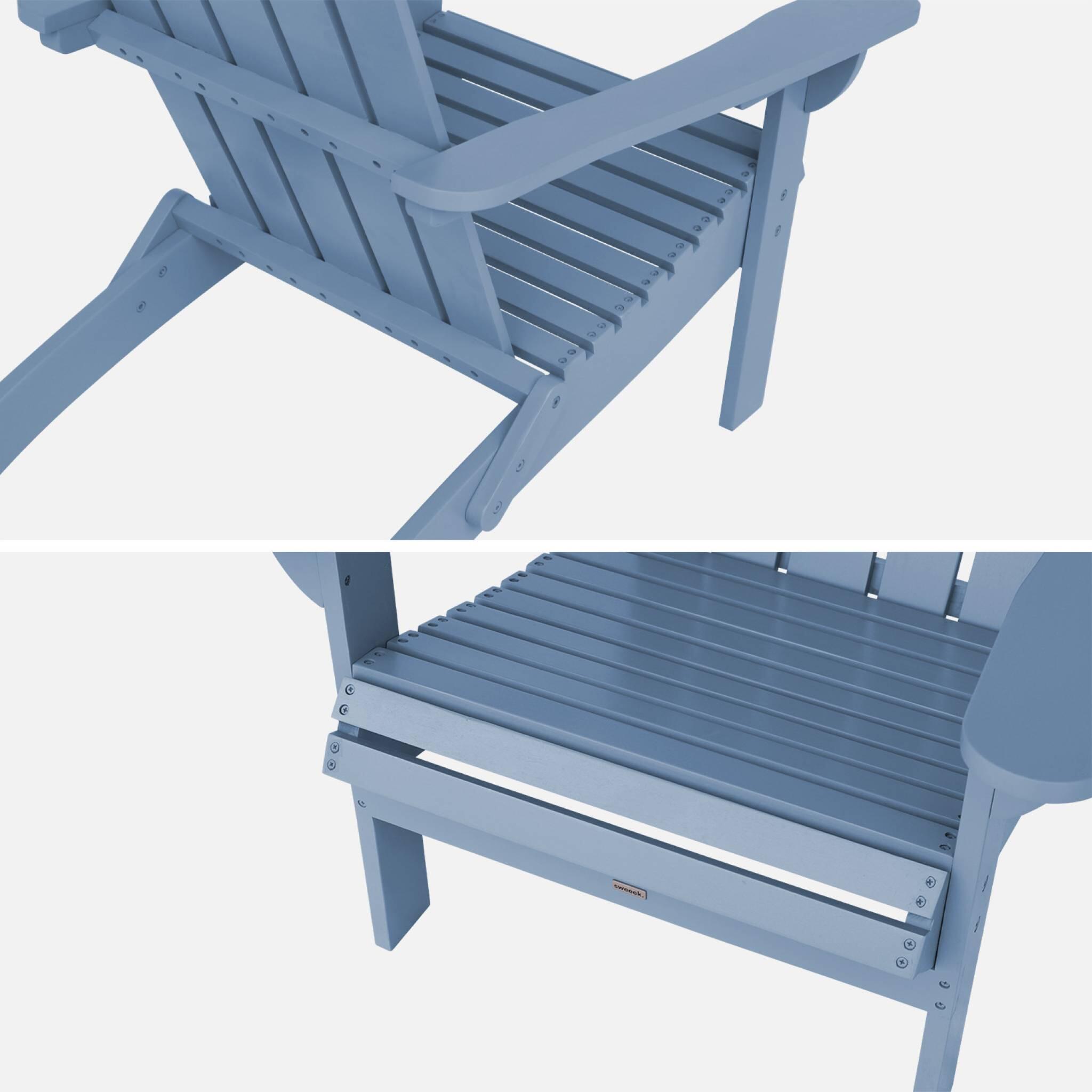 Sillón de madera de acacia con reposabrazos, Azul 6/6