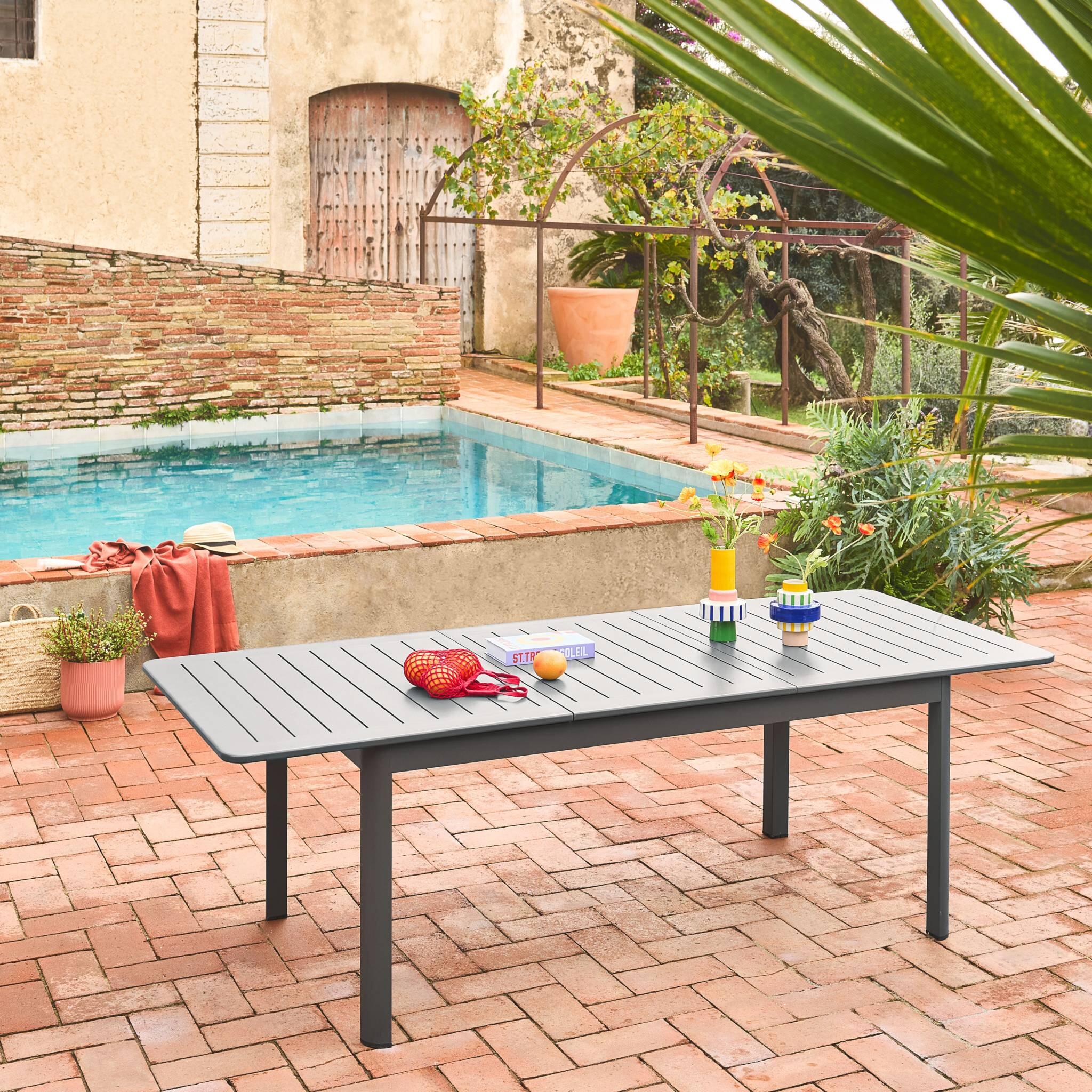 Mesa de jardín extensible de aluminio de 8 plazas, Antracita 3/6