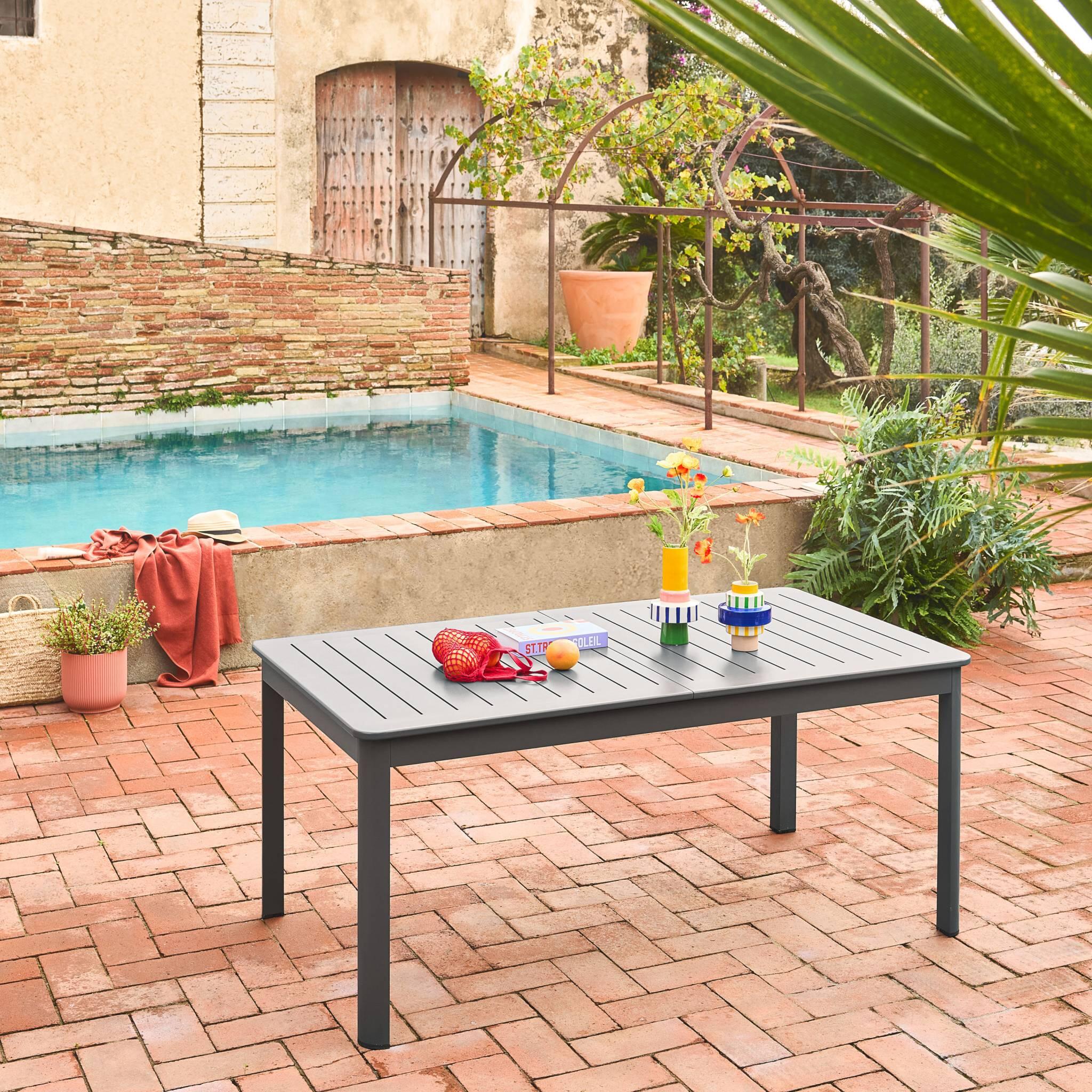 Mesa de jardín extensible de aluminio de 8 plazas, Antracita 2/6