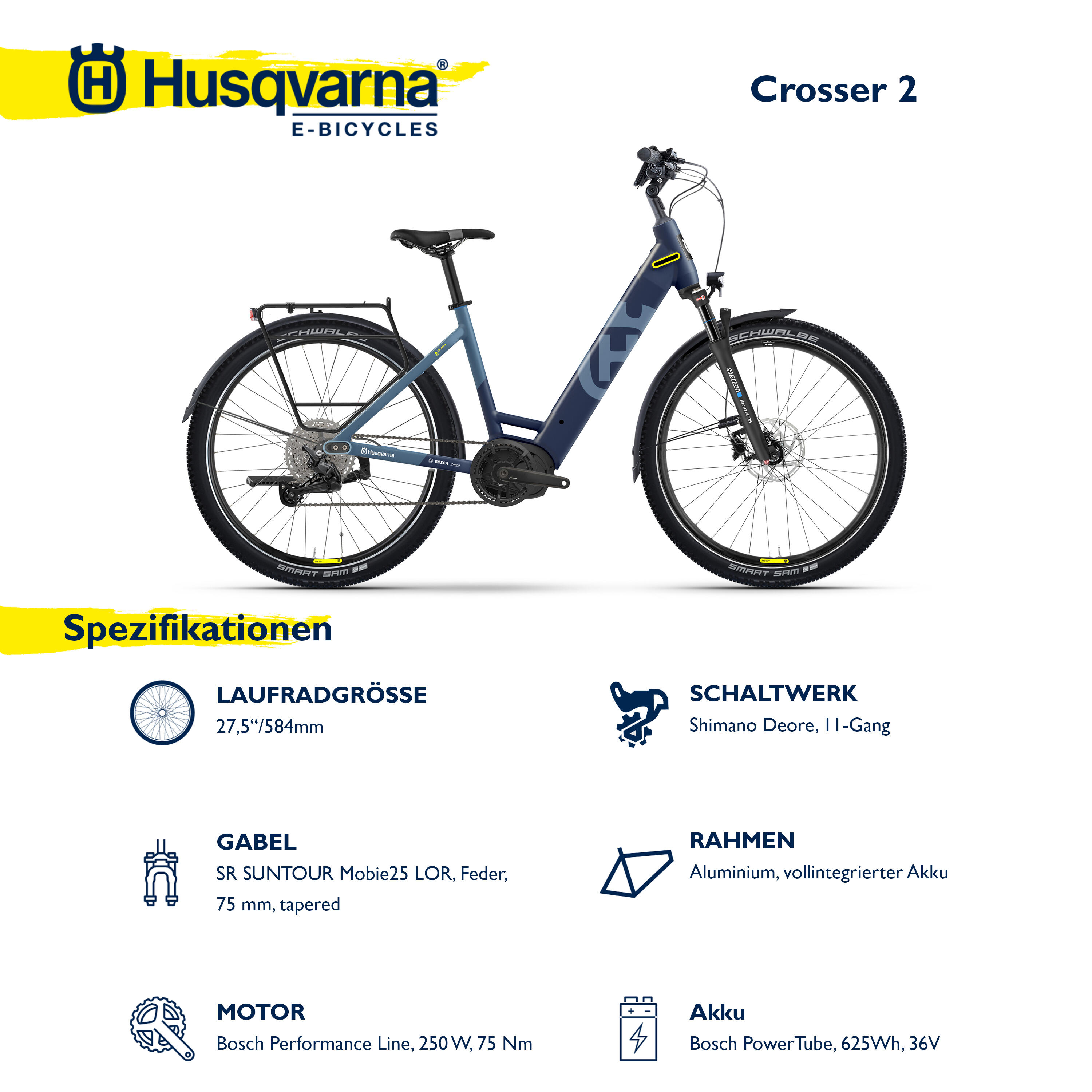 E-Bike Crosser 2 27,5 Zoll 11-Gang Pedelec Trekking Touren Elektrofahrrad 625 Wh 2/3