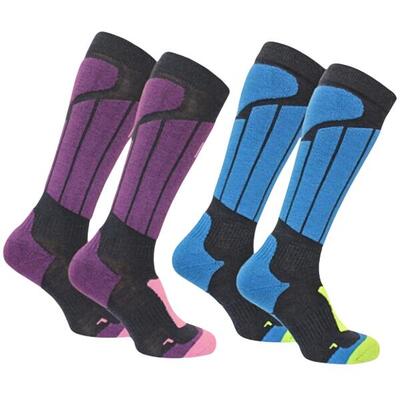 Skisokken merino wol & climayarn - schokabsorptie zonedemping - 2 paar - aspen