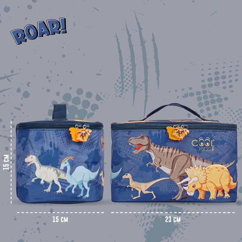 Geantă termică pentru prânz, Perletti, 15x15x23 cm, model Dinozauri