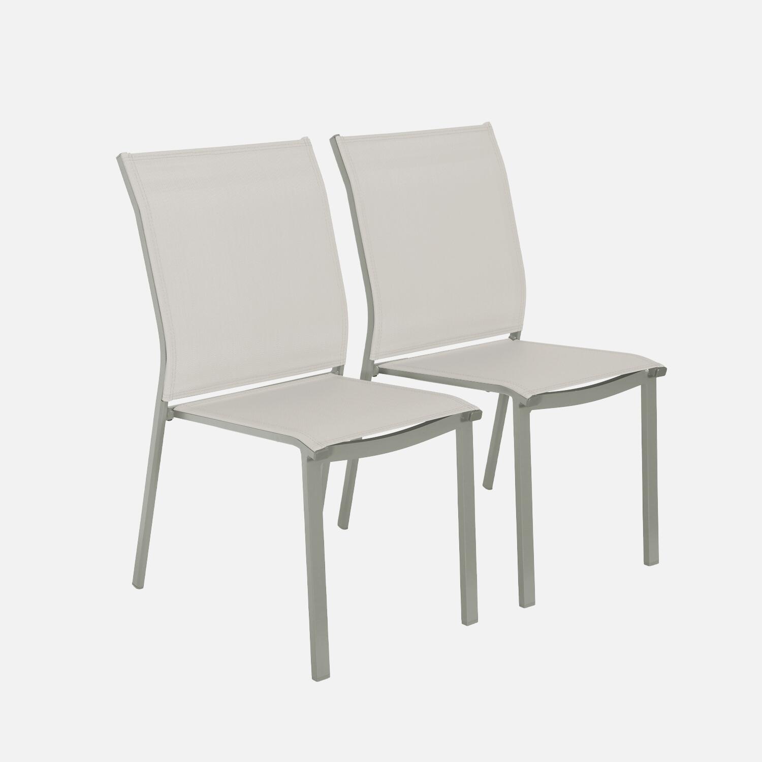 Cadeira de jardim empilháveis de alumínio e texilene, set de 2, Verde caqui