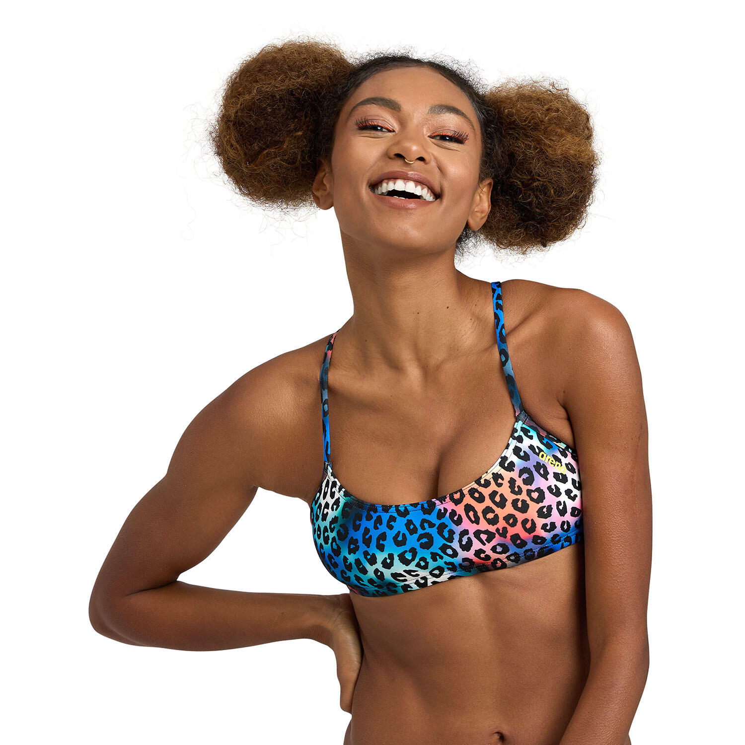 Arena - Top De Natation Femme - Bandeau Play R - Brassière De Bain - Bleu|jaune - 48 Xl - Decathlon