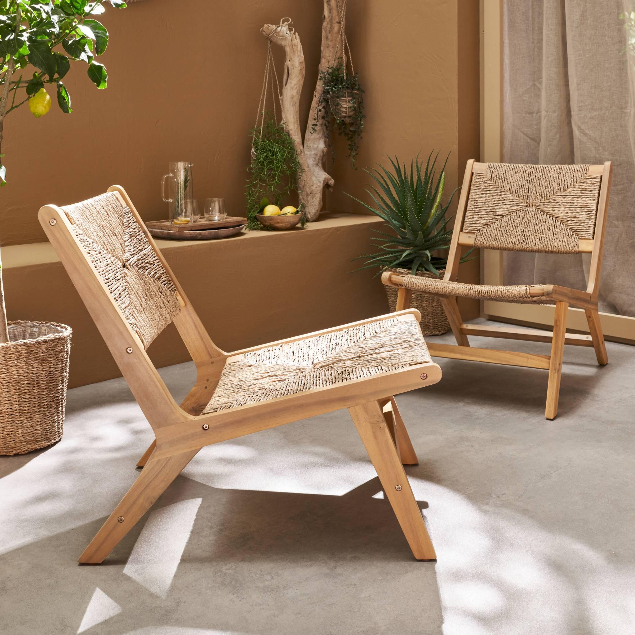 Cadeirão de jardim em madeira e resina, set de 2, Natural 3/6