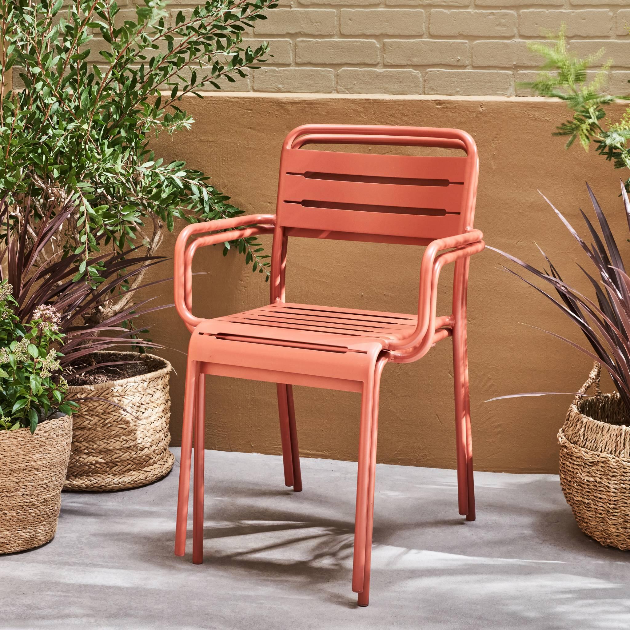 Cadeira de jardim em aço, set de 2, Terracota 2/6