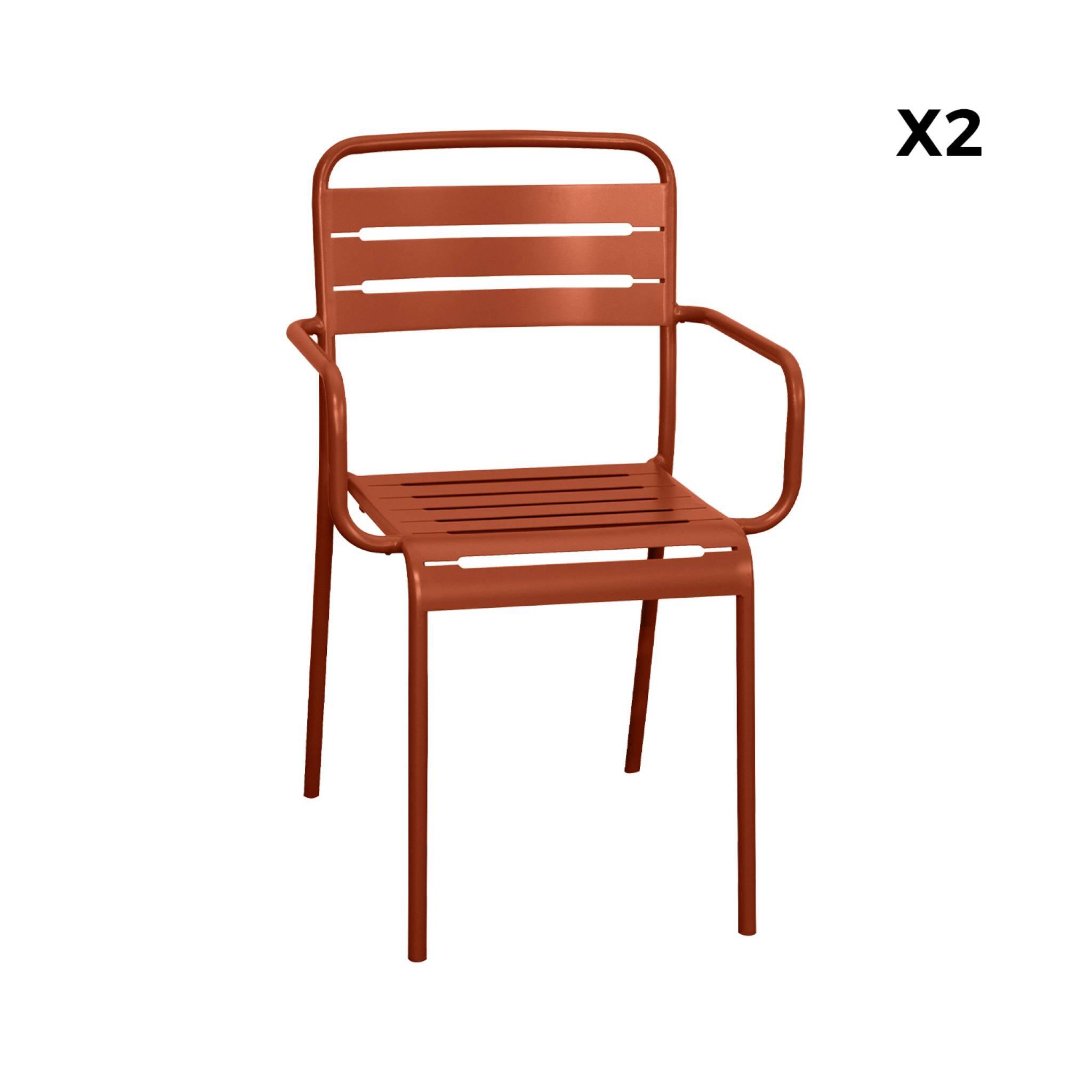 Cadeira de jardim em aço, set de 2, Terracota 5/6