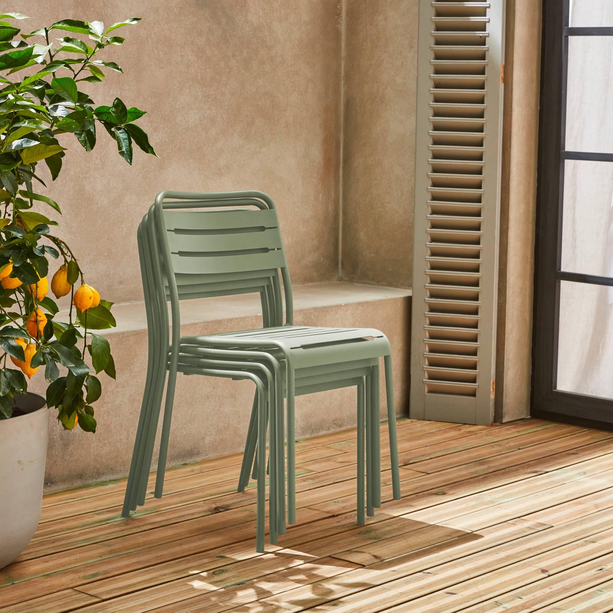 Cadeira de jardim em aço, set de 4, Verde 3/6
