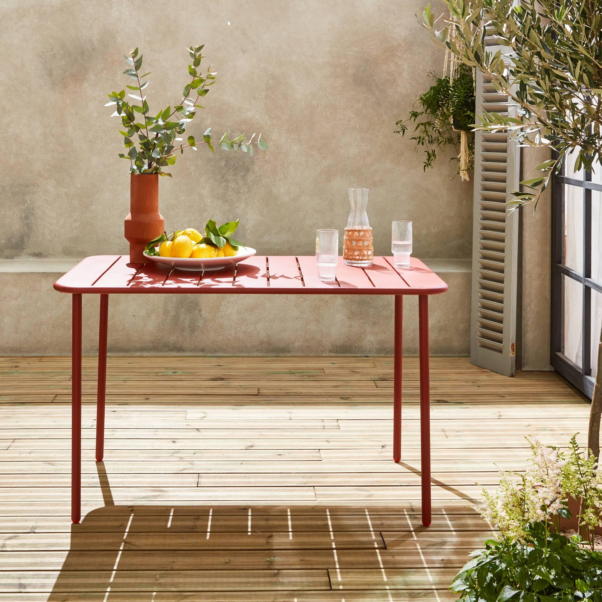 Tavolo da giardino in metallo a 4 posti, Terracotta 3/6