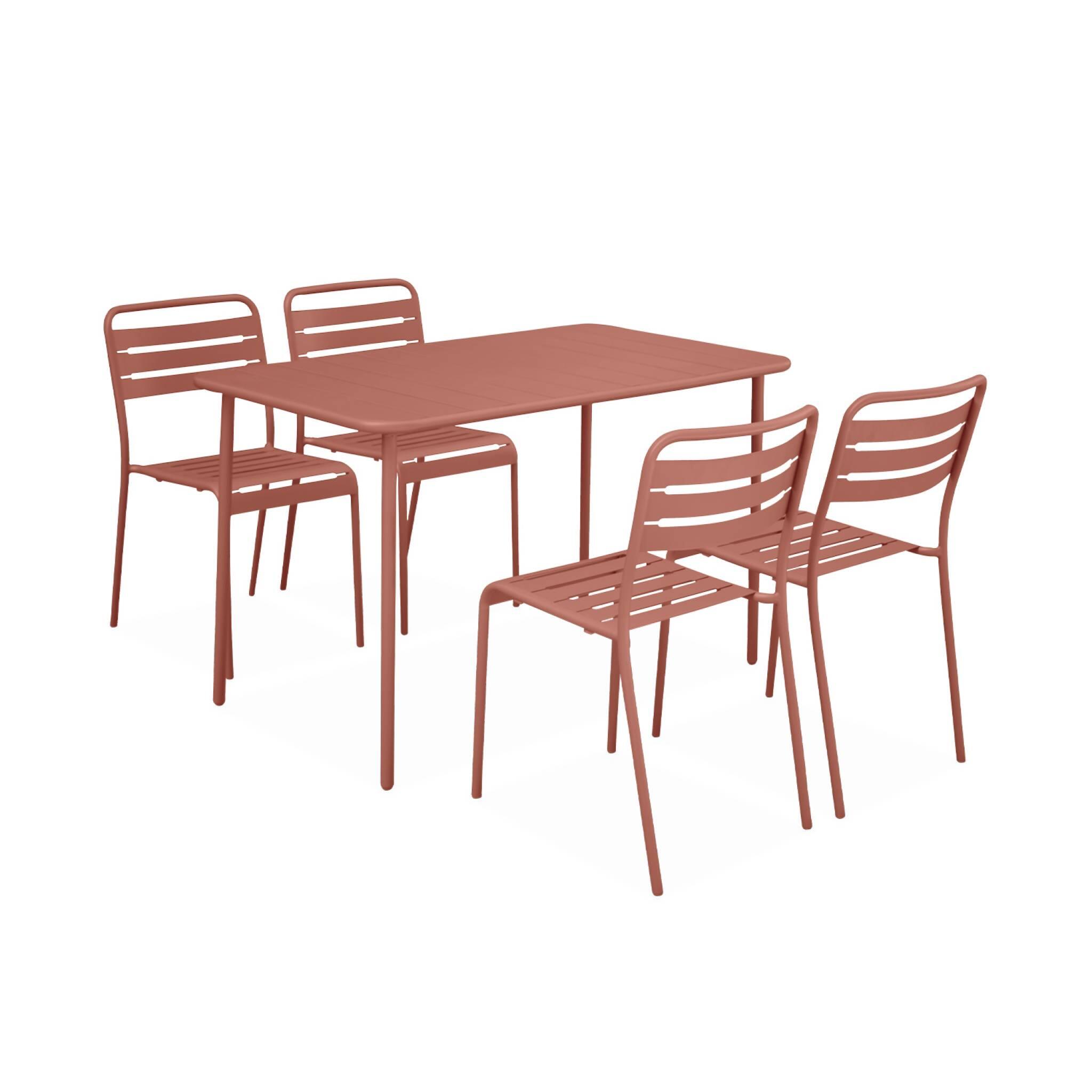 Tavolo da giardino in metallo a 4 posti, Terracotta 4/6