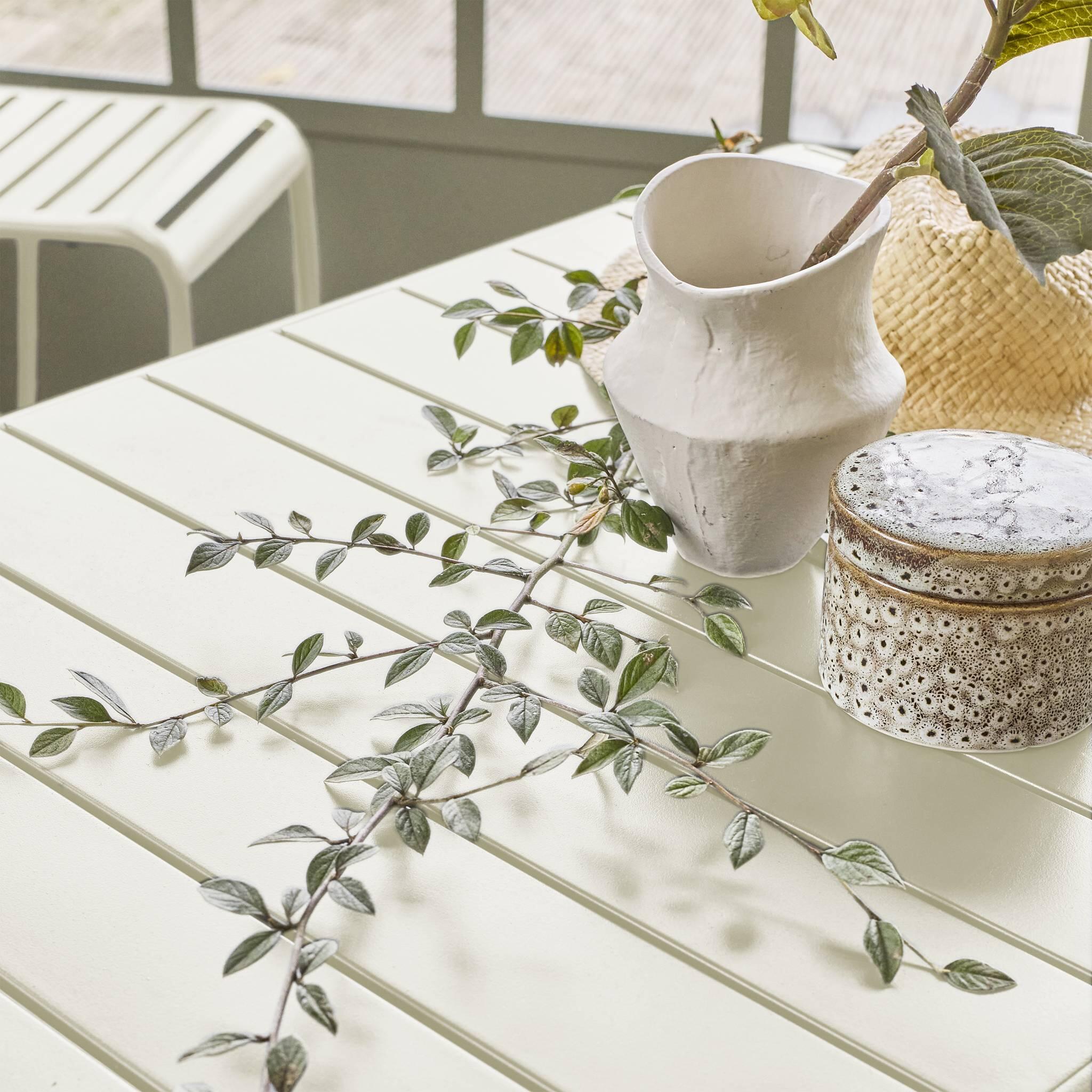 Tavolo da giardino a 4 posti in metallo, Beige 3/6