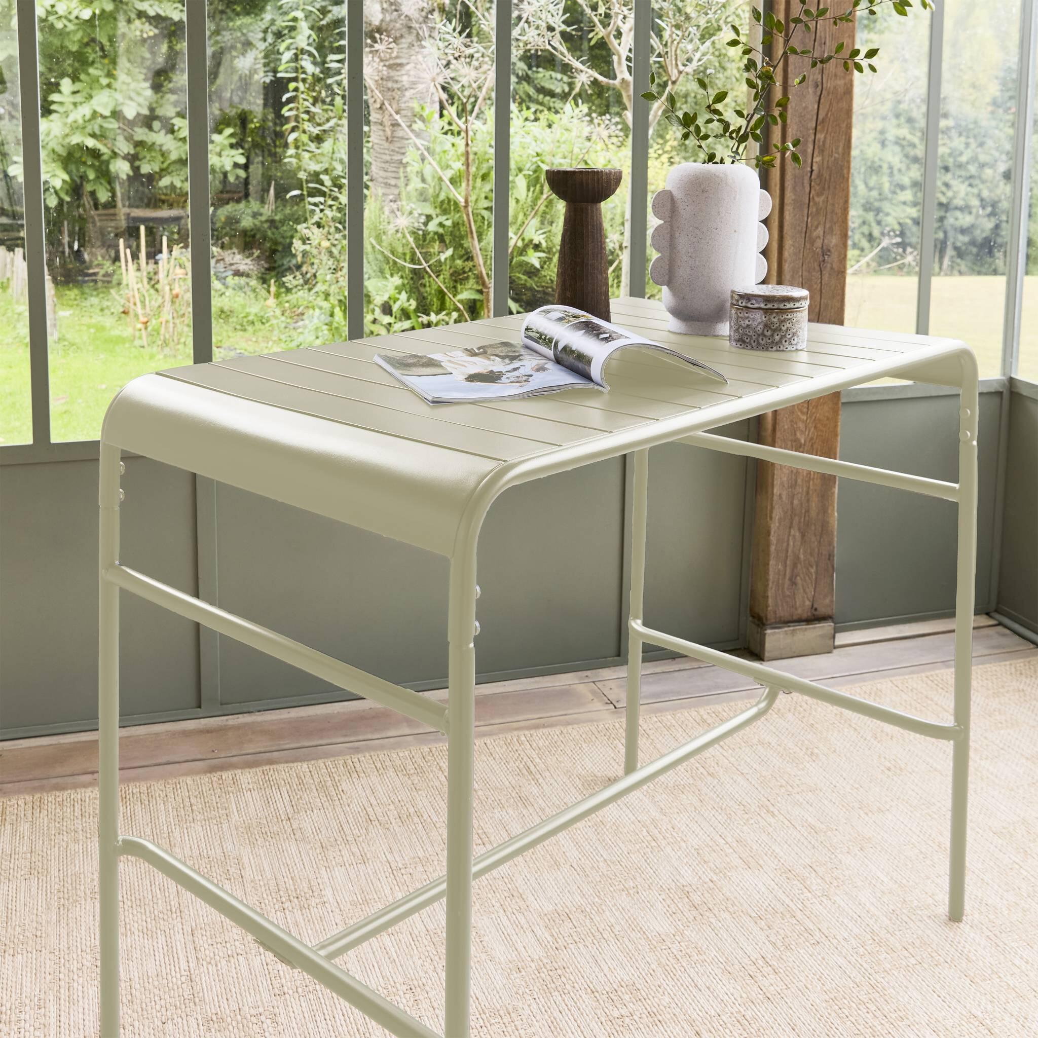 Tavolo da giardino a 4 posti in metallo, Beige 2/6