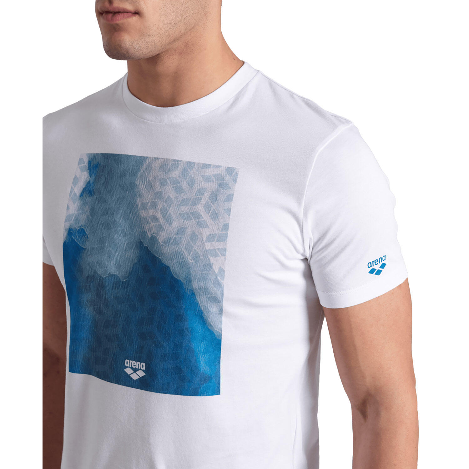 M T-Shirt Solid Cotton - white/water monogram 4/7