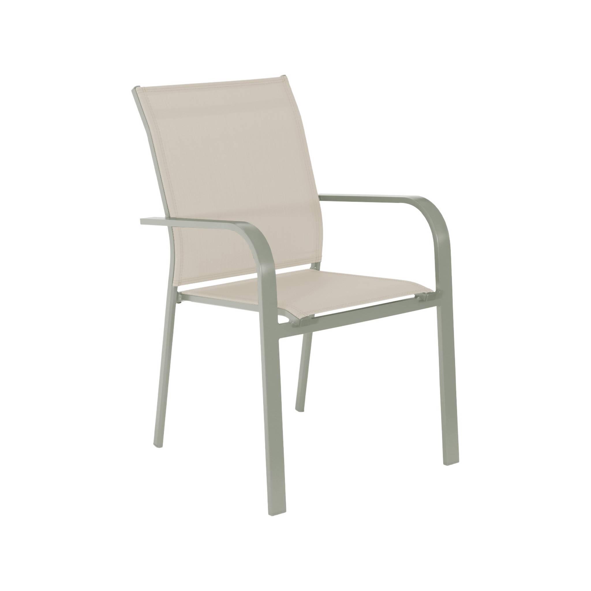Silla de jardín apilable de aluminio y textileno, set de 2, Verde kaki 5/6