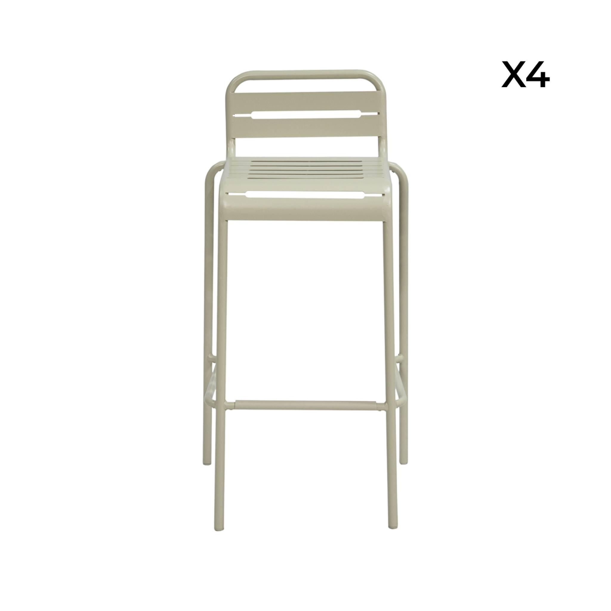 Cadeira alta de jardim em aço, set de 4, Beige 5/6