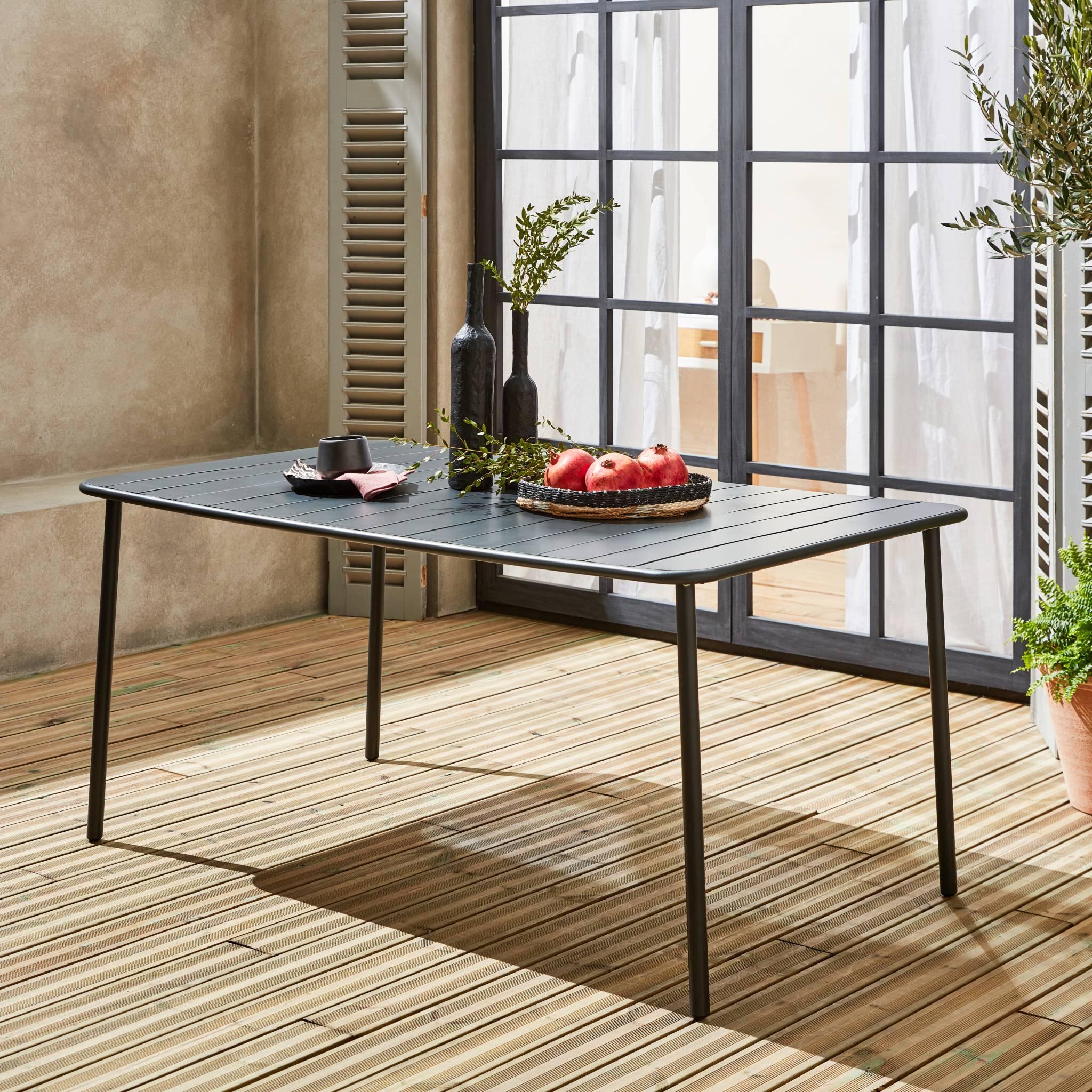 Mesa de jardim metálica de 6-8 lugares, Antracite 2/6