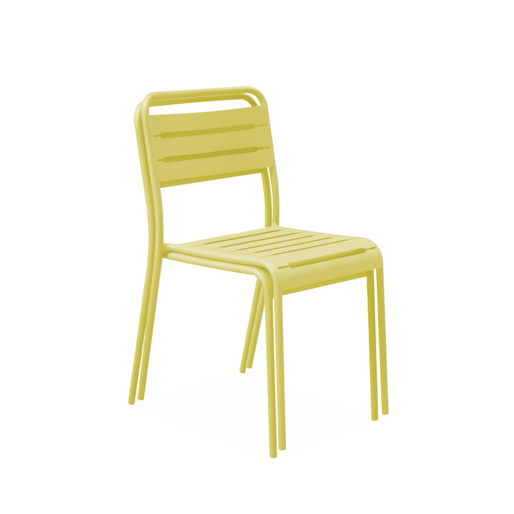 Cadeira de jardim em aço, set de 2, Amarelo 5/6