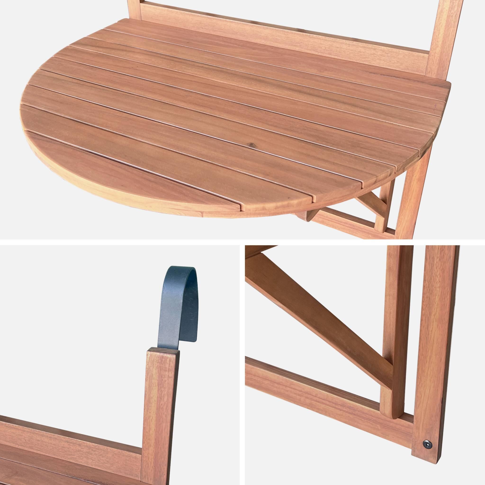 Tavolino in legno, semirotondo, pieghevole, 70cm, Marrone naturale 5/6