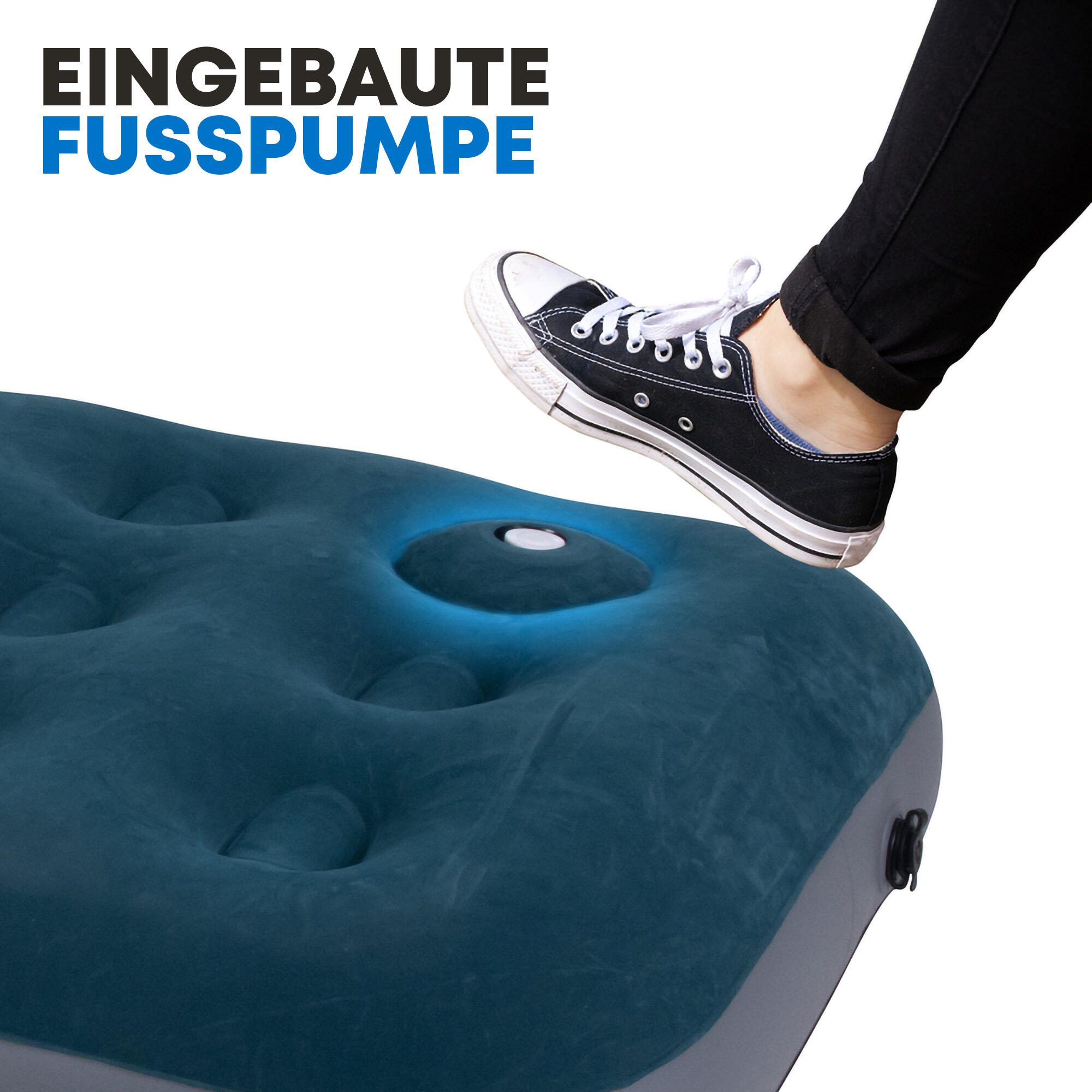 Luftmatratze Camping 1 Person 191x73x22cm Luftbett mit Fußpumpe Camping 4/6