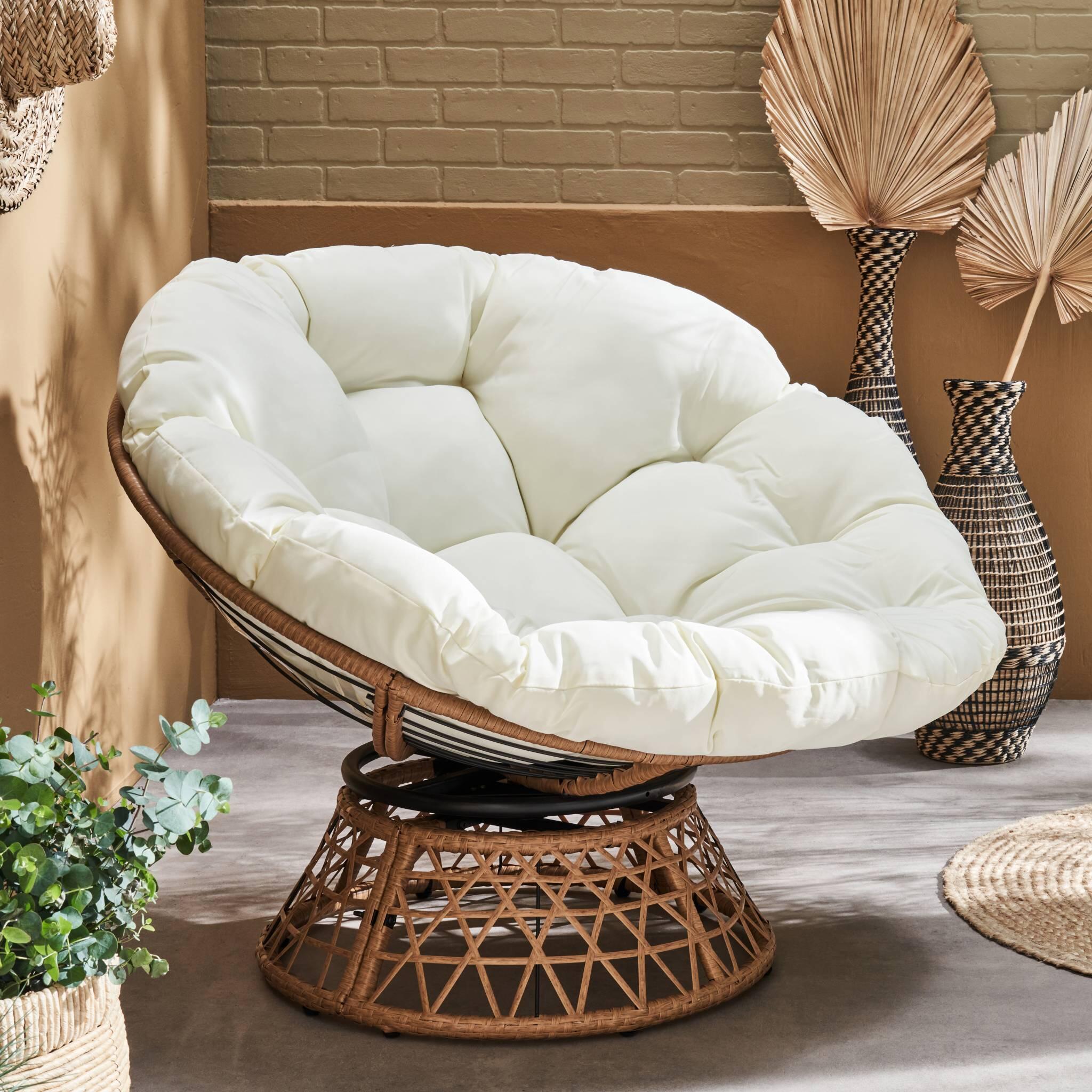 Cadeirão Papasan em polyrotin, loveuse exterior/interior, 96cm, Cru 2/6