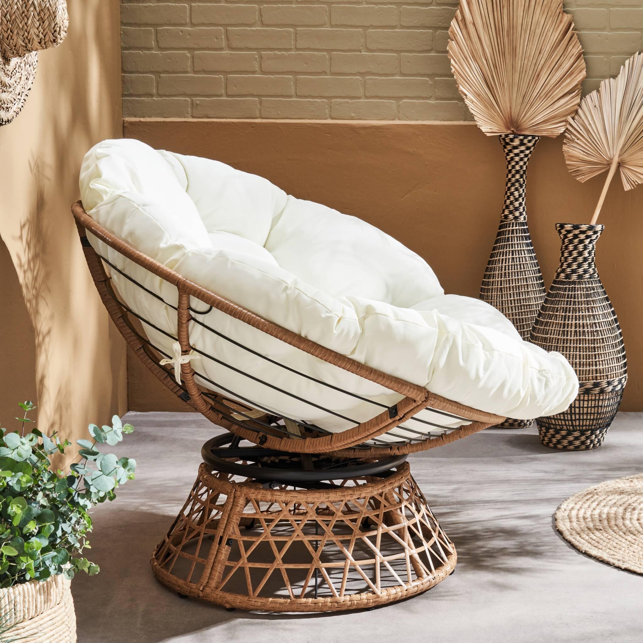 Cadeirão Papasan em polyrotin, loveuse exterior/interior, 96cm, Cru 3/6