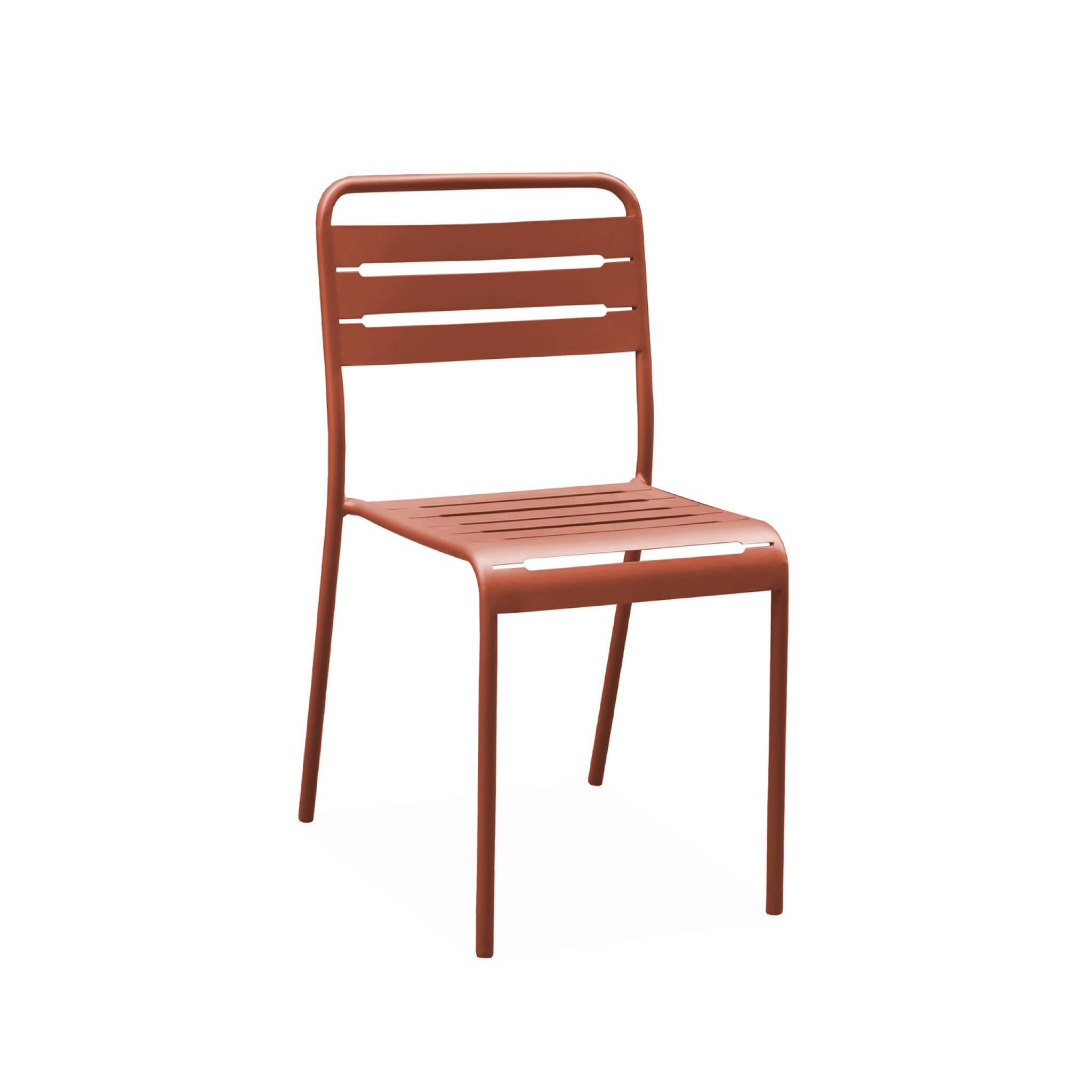 Mesa de jardim dobrável de metal 2 poltronas 4 cadeiras, Terracota 4/5