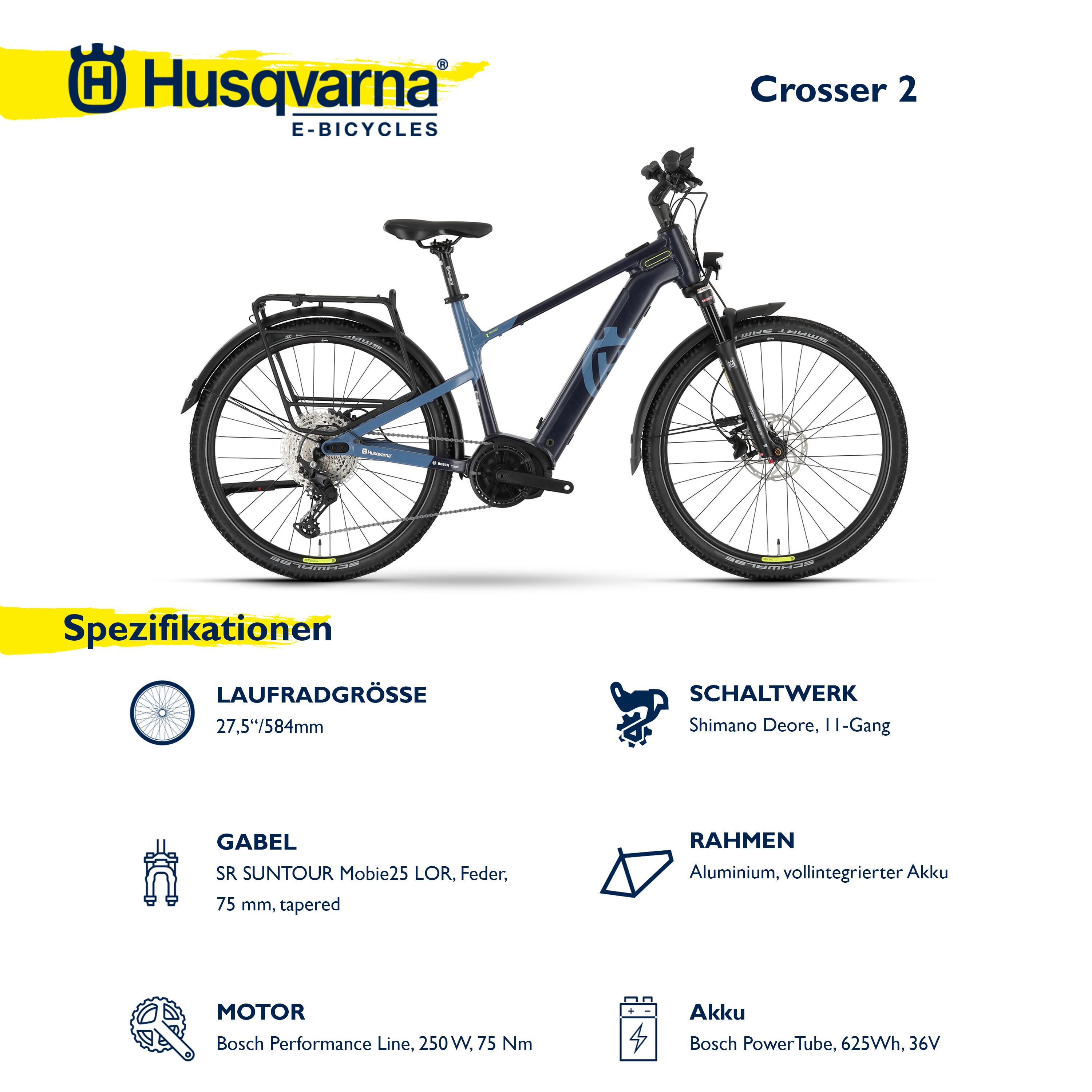 E-Bike Crosser 2 27,5 Zoll 11-Gang Pedelec Trekking Touren Elektrofahrrad 625 Wh 4/5
