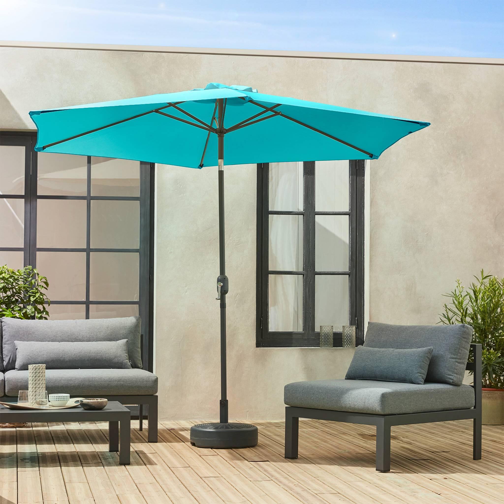 Parasol redondo, 3x3m, Turquesa 2/6