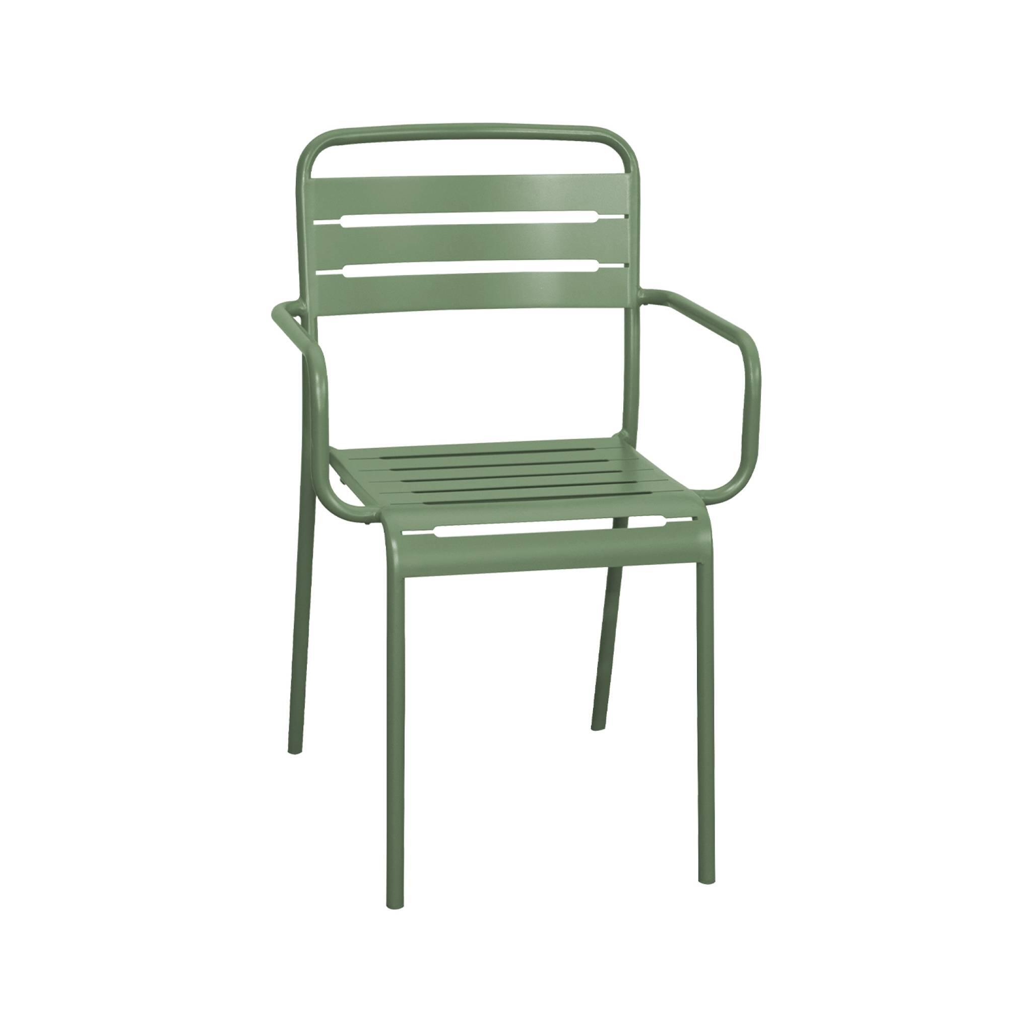 Sillón de jardín bistró de acero, set de 2, Verde 5/6