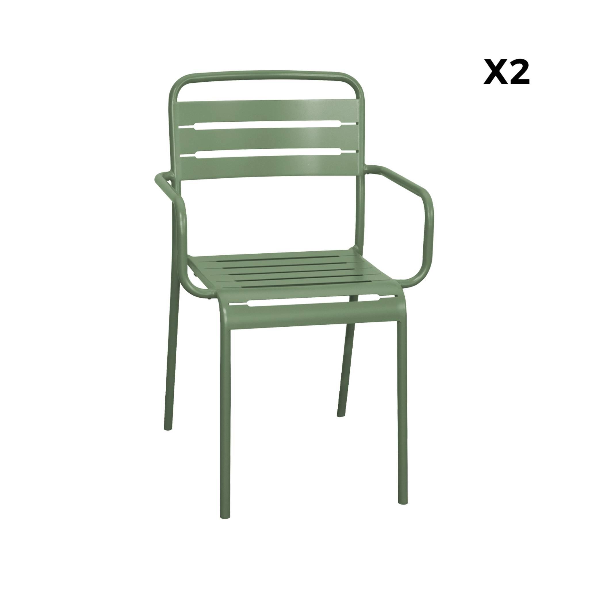 Sillón de jardín bistró de acero, set de 2, Verde 6/6