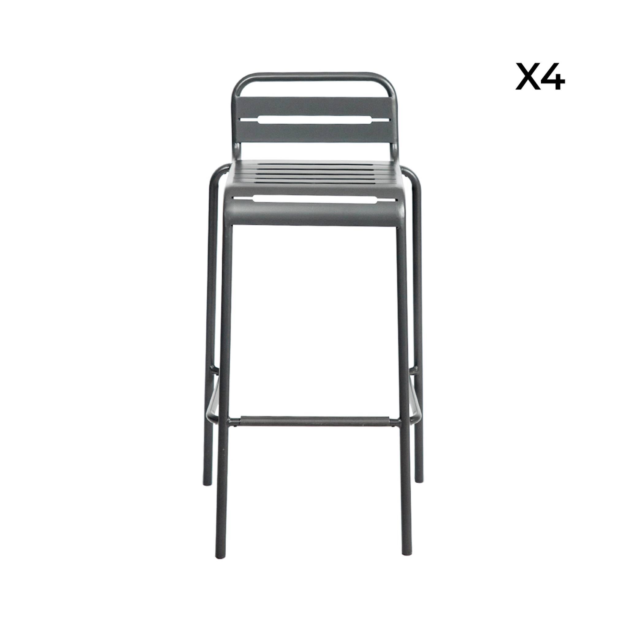 Cadeira alta de jardim em aço, set de 4, Antracite 5/6