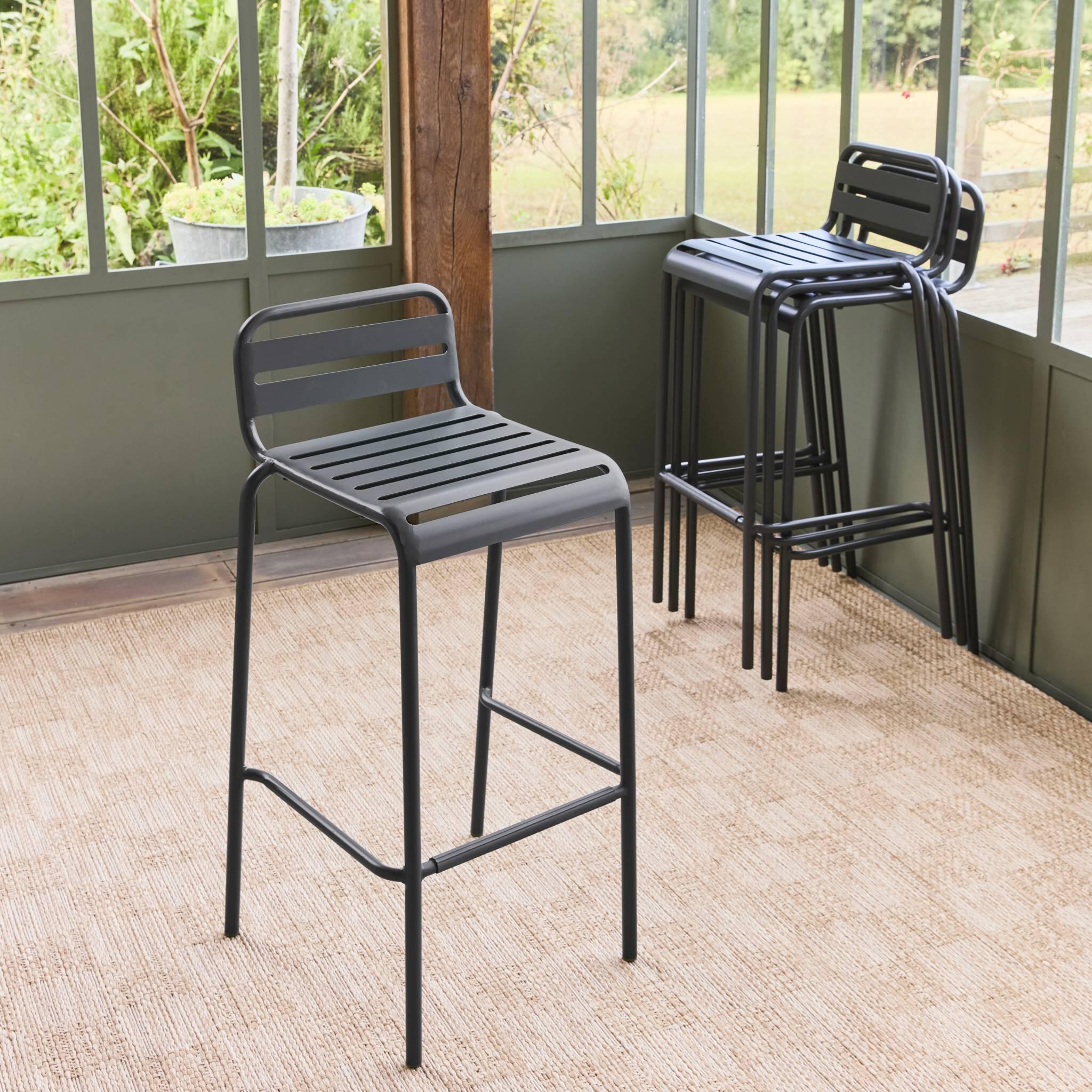 Cadeira alta de jardim em aço, set de 4, Antracite 3/6