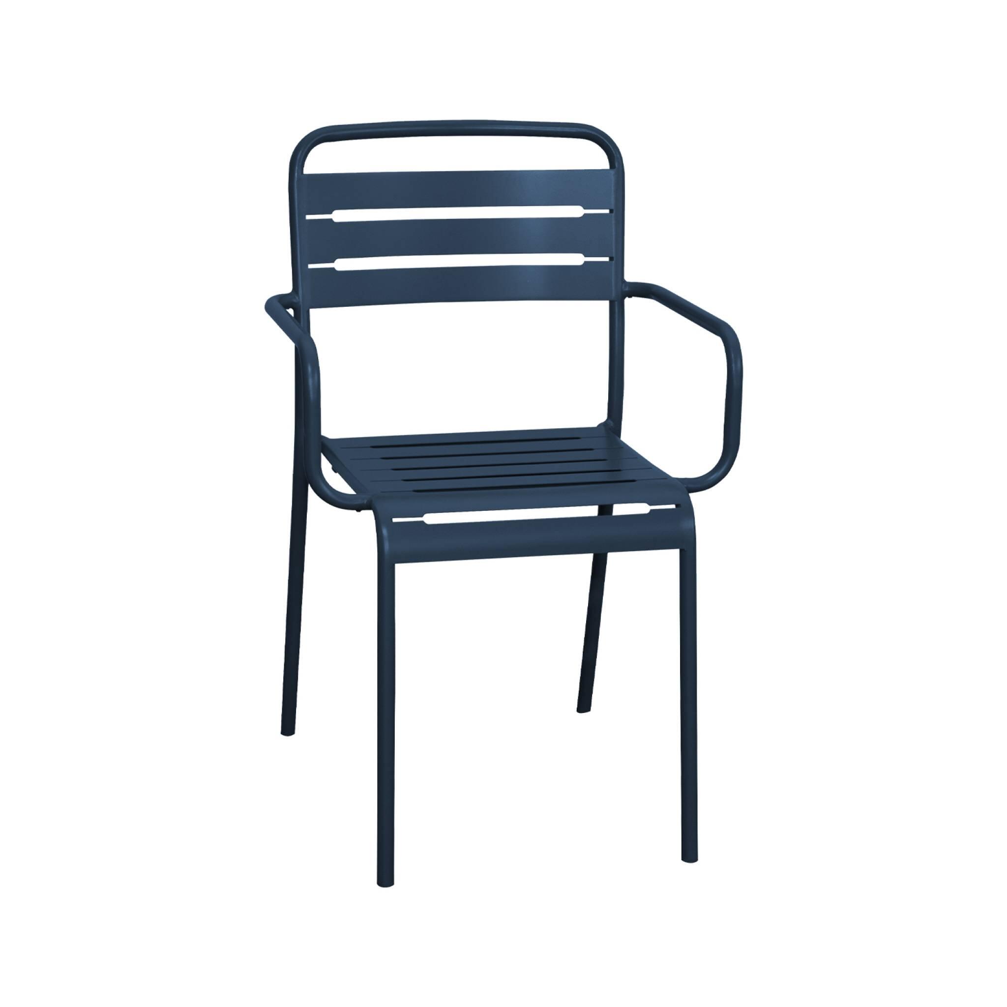 Sillón de jardín bistró de acero, set de 2, Azul marino 5/6
