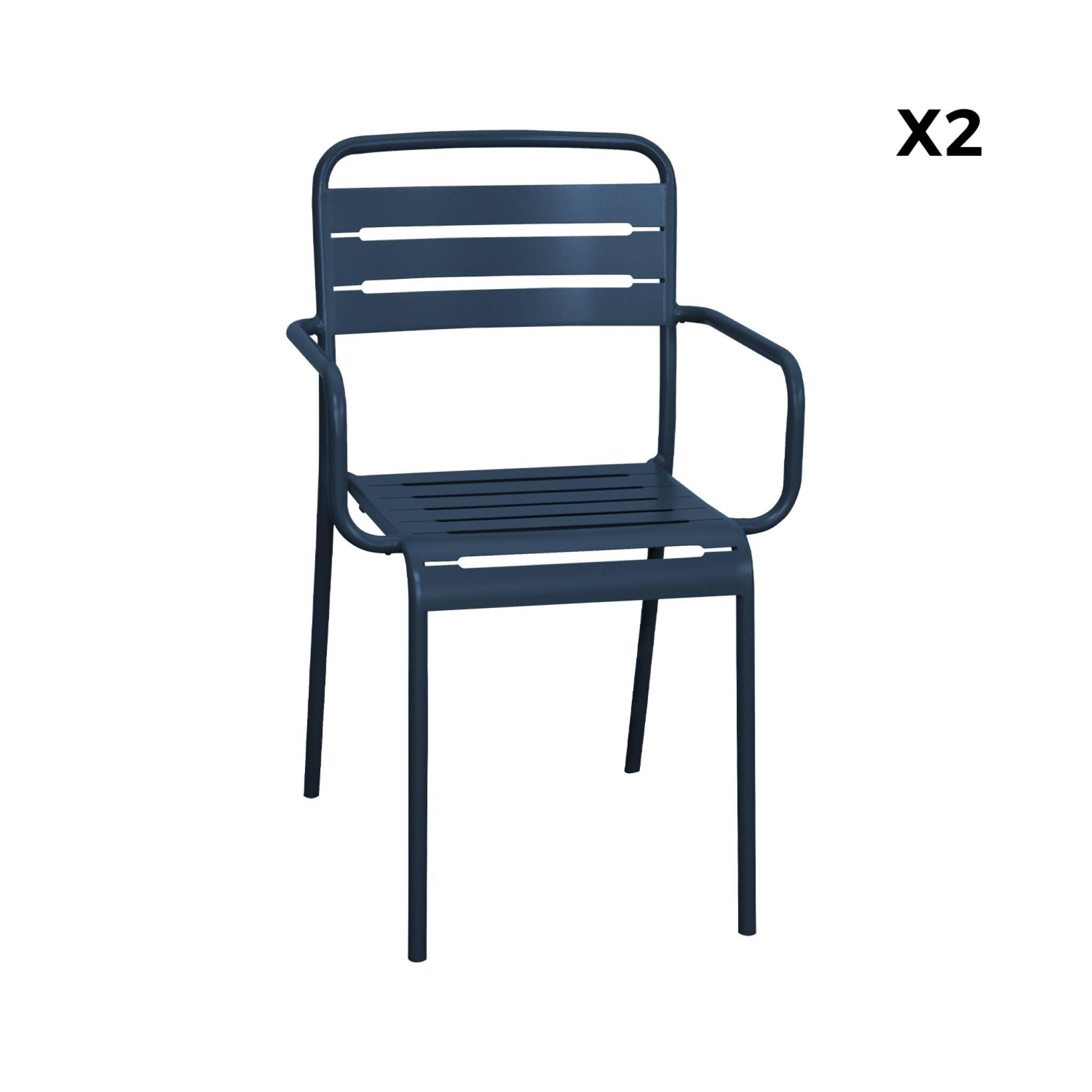 Sillón de jardín bistró de acero, set de 2, Azul marino 6/6