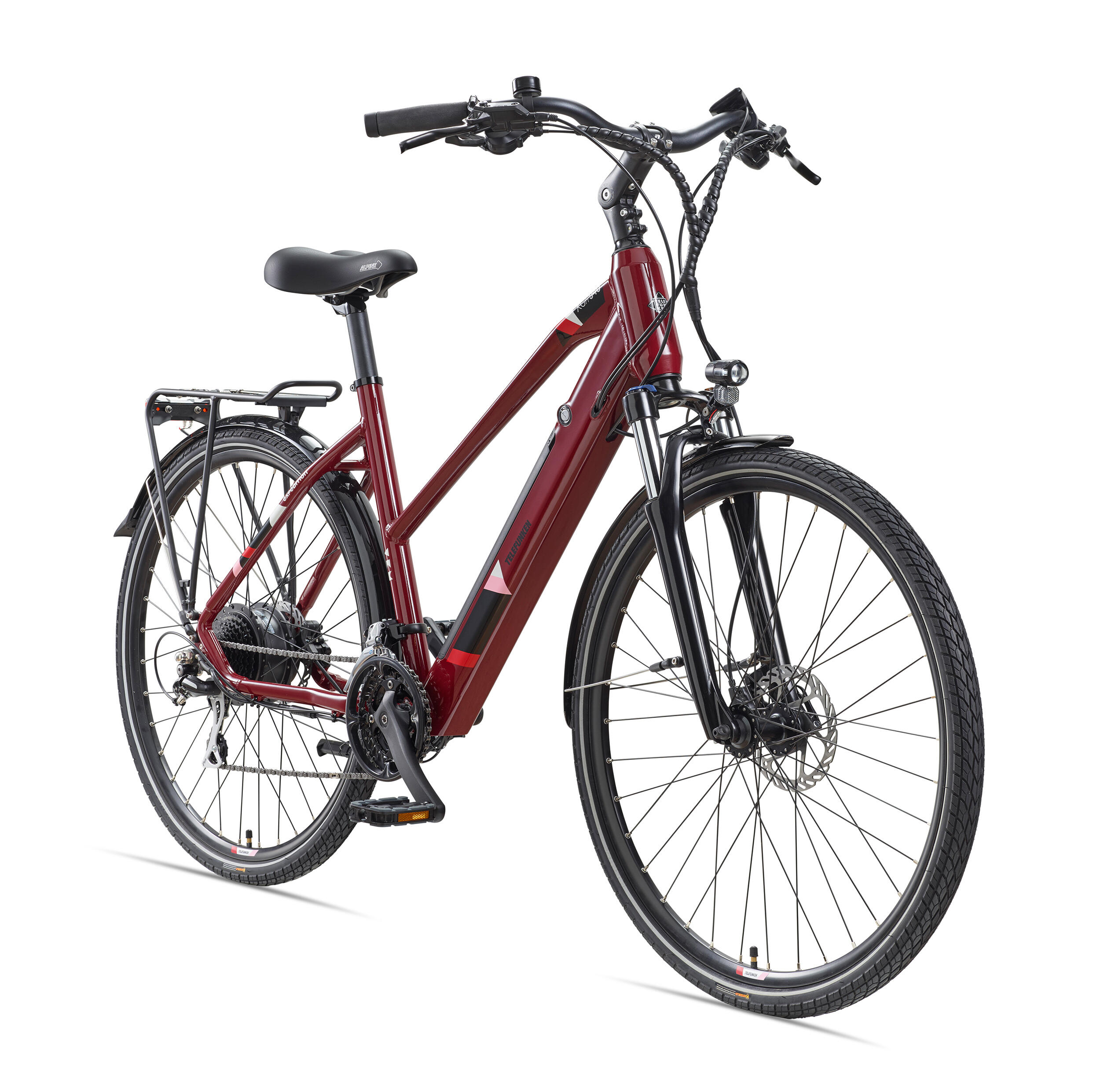 TELEFUNKEN E-Bike XC940 28 Zoll 24-Gang Pedelec Trekking Touren Elektrofahrrad Damen rot