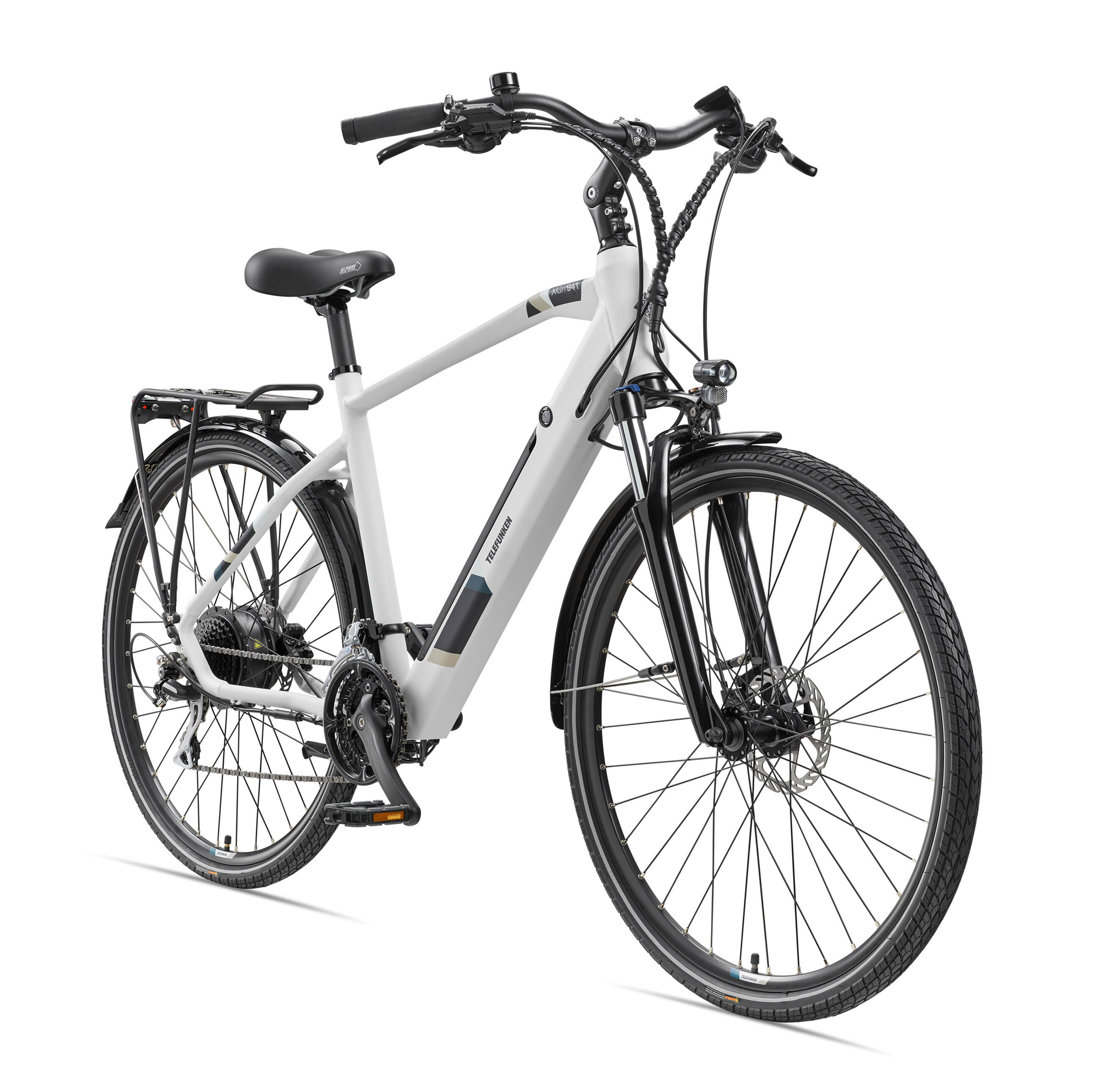 TELEFUNKEN E-Bike XC941 28 Zoll 24-Gang Pedelec Trekking Touren Elektrofahrrad Herren weiß