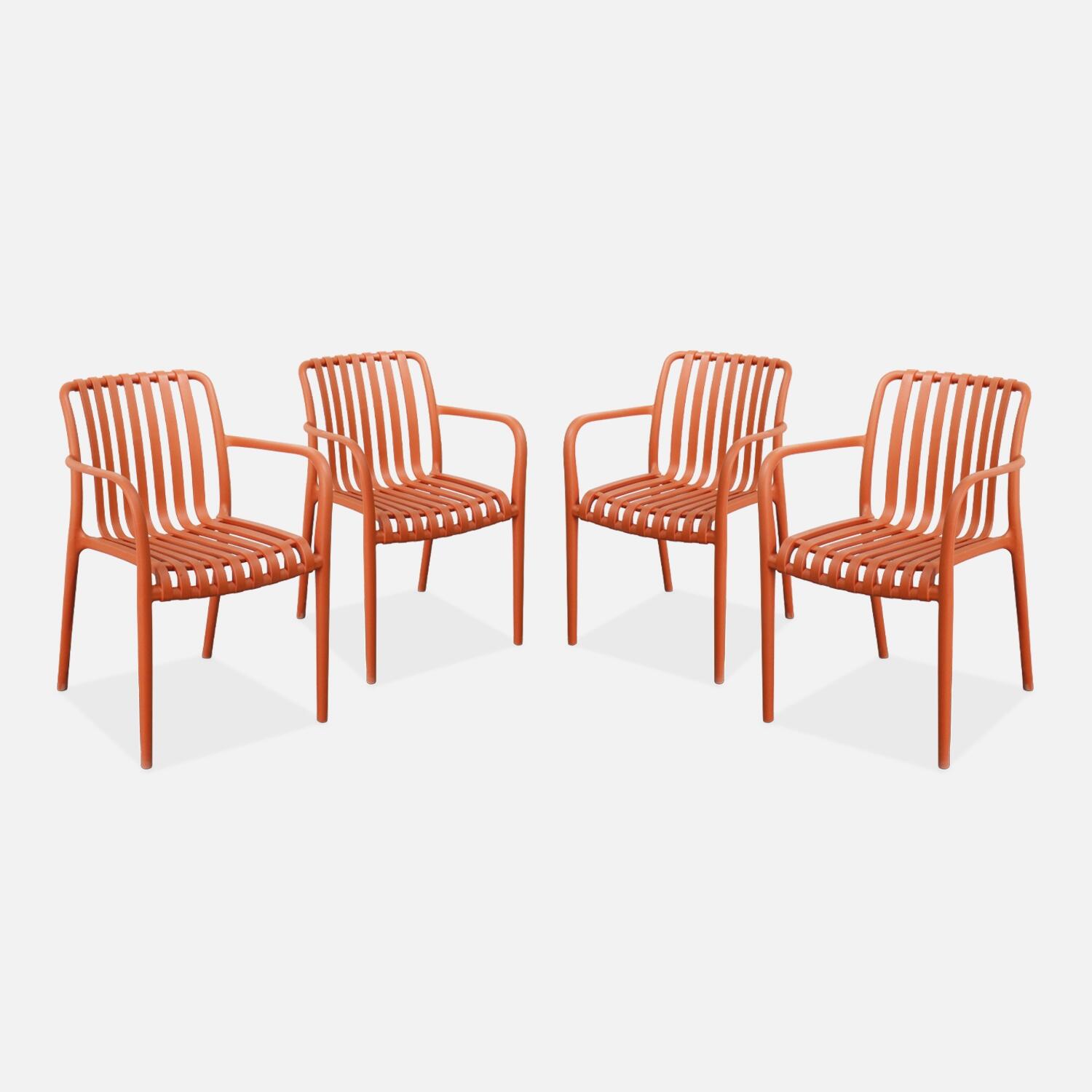Cadeirão de jardim em plástico, set de 4, Terra Cotta