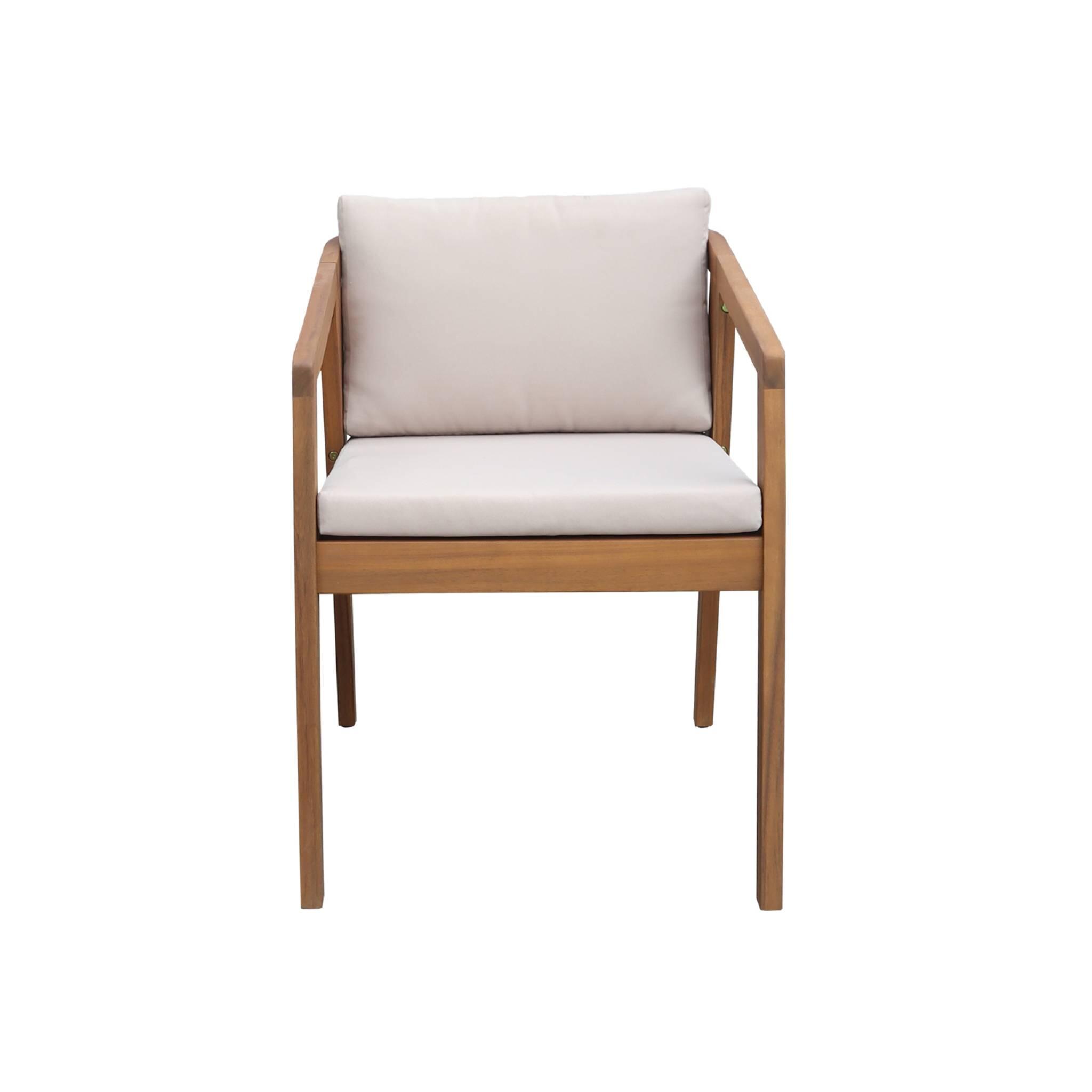 Cadeira de jardim em madeira de acácia, set de 2, Beige 5/6