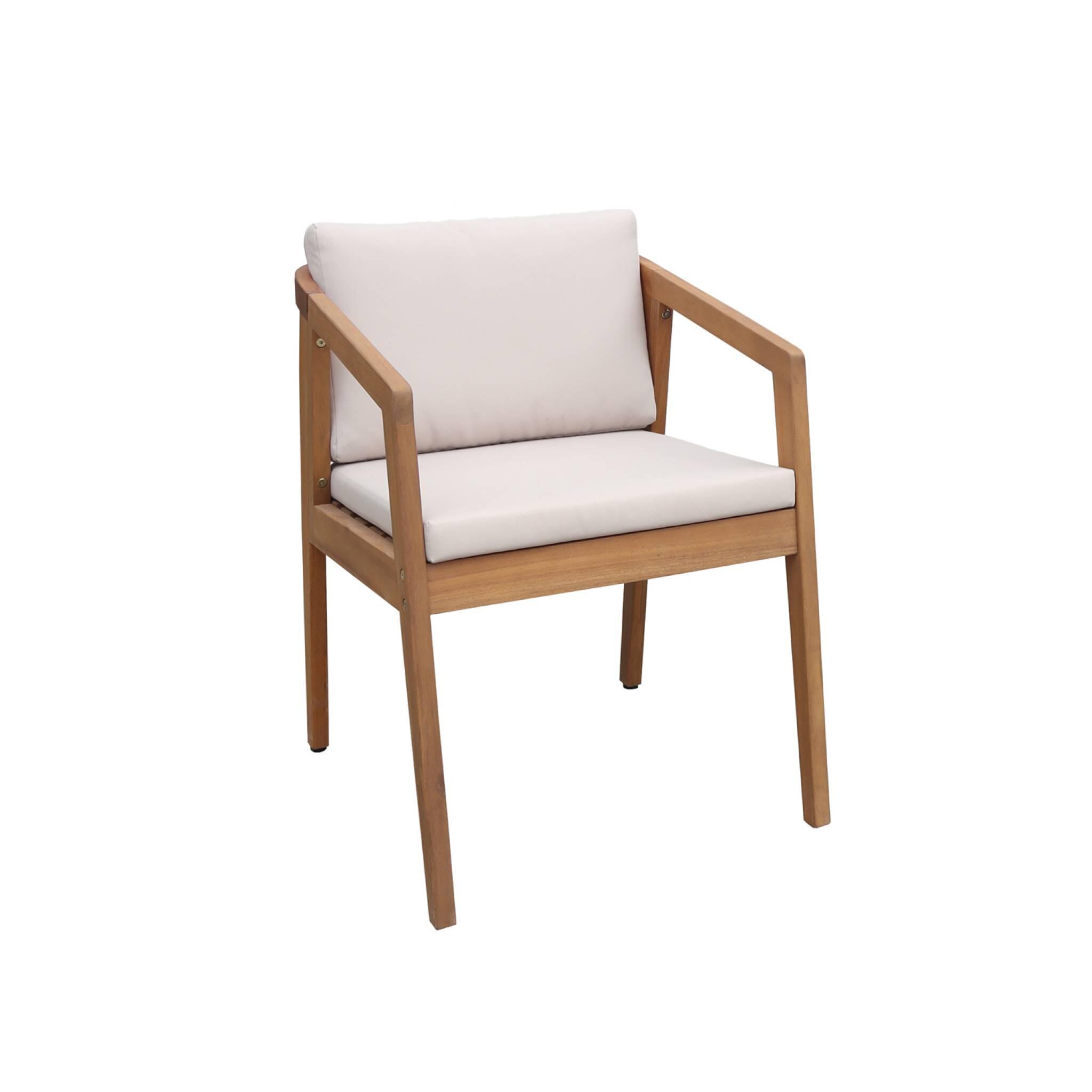 Cadeira de jardim em madeira de acácia, set de 2, Beige 3/6