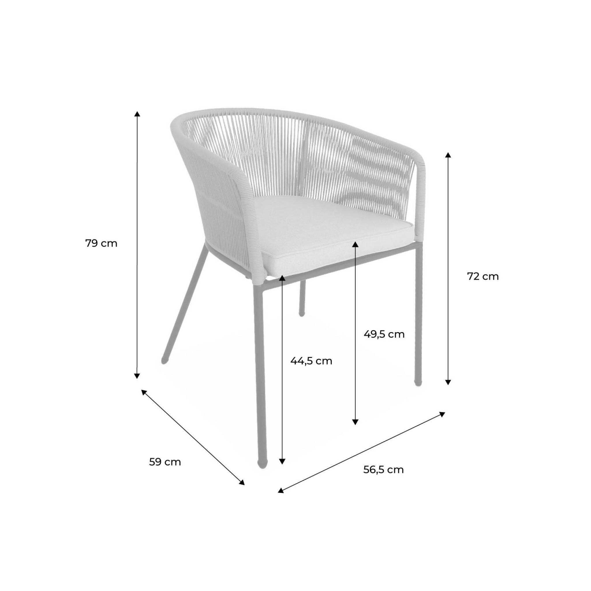 Sillón de jardín de cuerda y acero galvanizado, set de 4, Verde kaki 4/6
